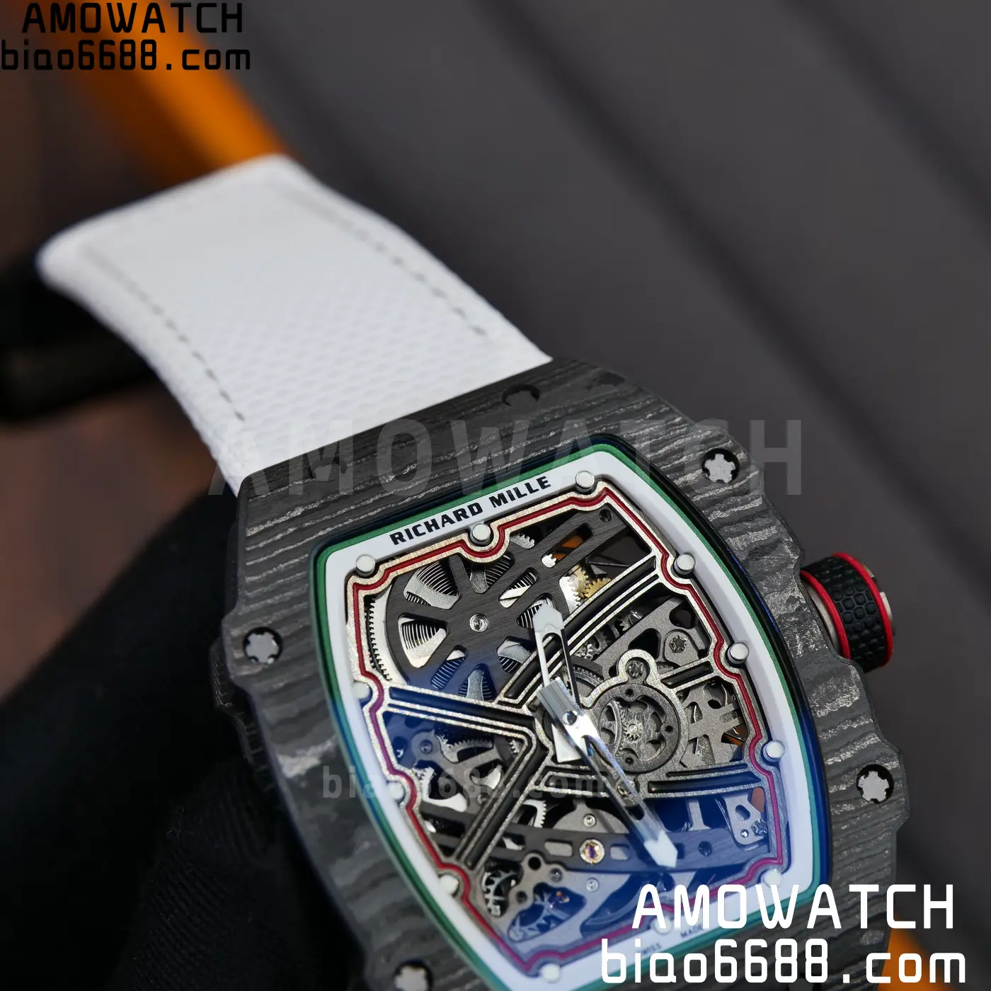 RICHARD MILLE 1:1 RM67-02 Black NTPT RICH Factory 1:1 Italy Green/Red/White Skeleton Dial White Nylon Strap CRMA7 Super Clone 103 04d024f4e3001fe AMO Watch