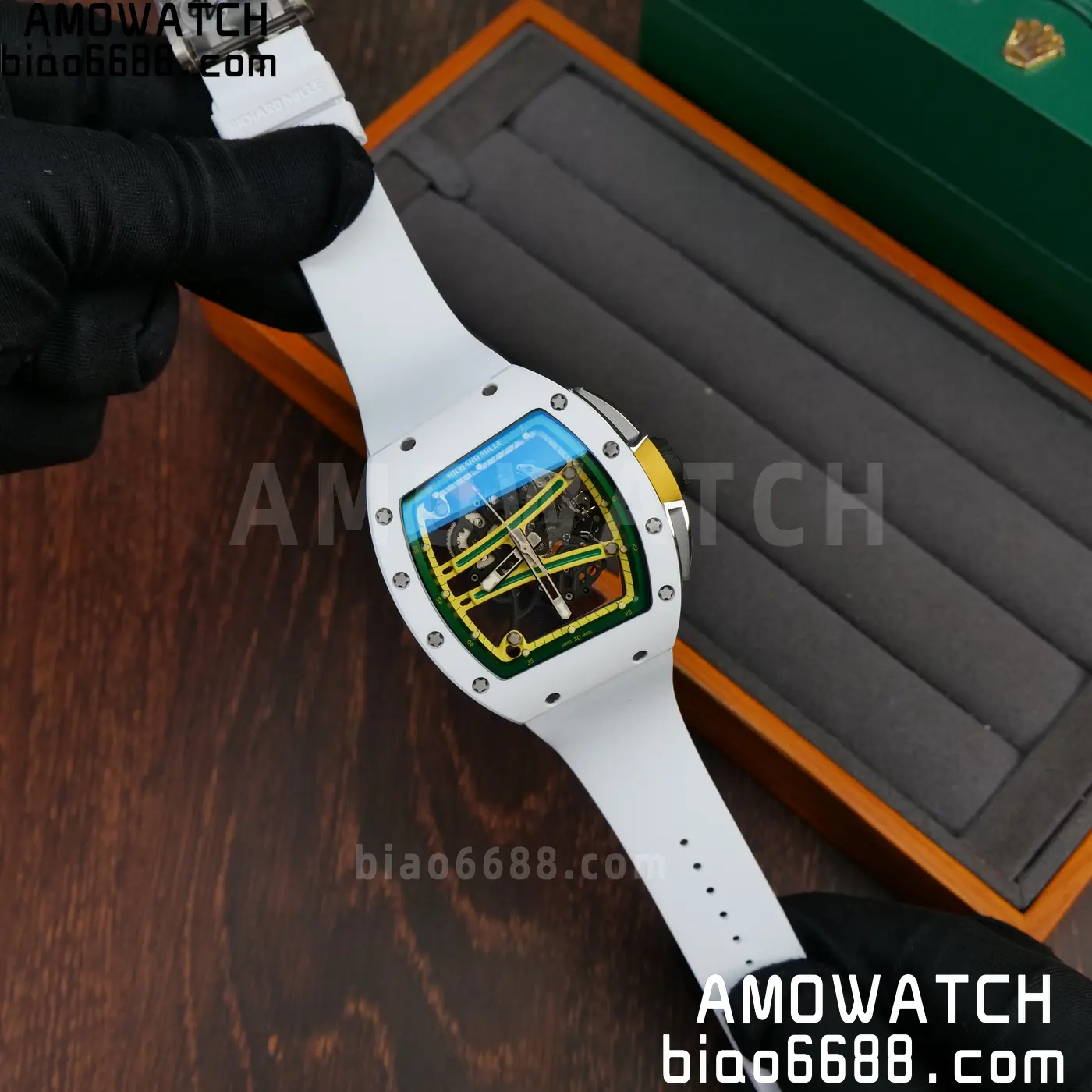 RICHARD MILLE RM61-01 RM6101 A9F 1:1 Best Edition White Bezel on White Rubber Strap RMUL3 Free Sprung 85 06b5a81584f65d6 AMO Watch