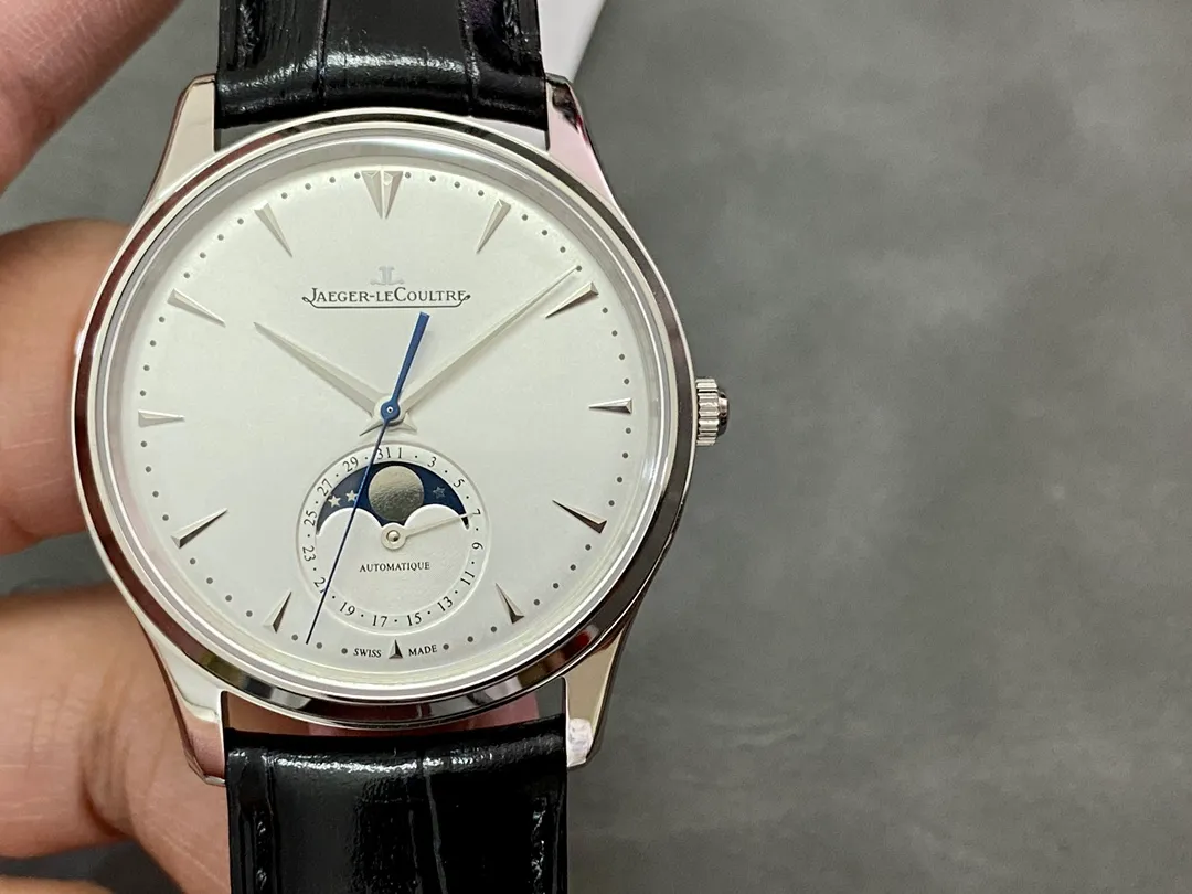JL Master Ultra Thin Moon 1368420 SS ZF 1:1 Best Edition White Dial on Black Leather Strap SA925 Super Clone V2 19 07bd4b11aef3b23 AMO Watch
