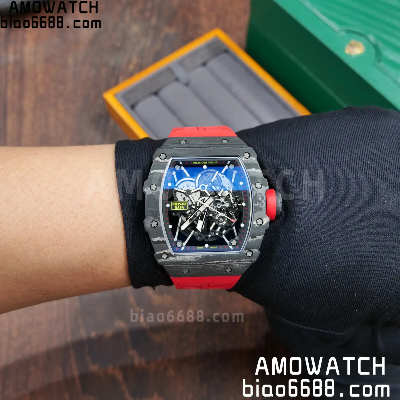 RICHARD MILLE RM035-02 NTPT UMI 1:1 Best Edition Skeleton Dial on Red Rubber Strap RMAL1 Super Clone Free Sprung 114 0809471f3c84f23 AMO Watch