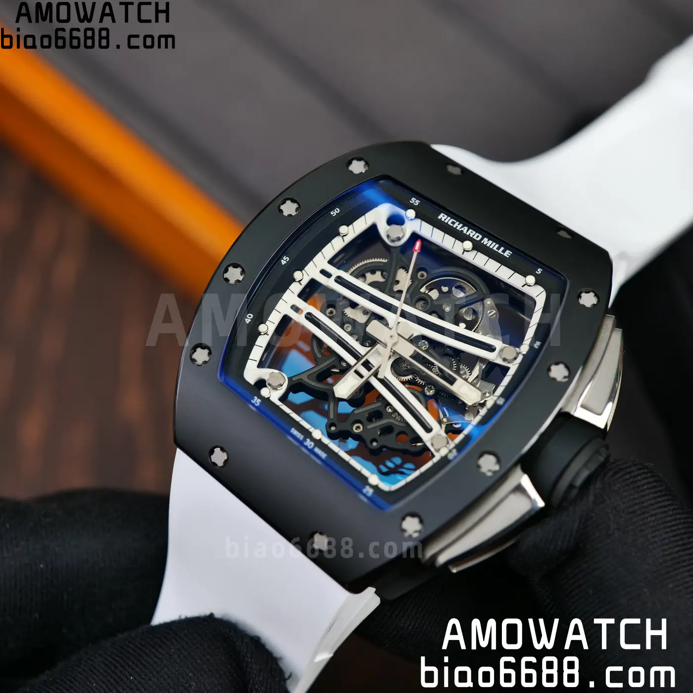 RICHARD MILLE RM61-01 RM6101 A9F 1:1 Best Edition Black Bezel on White Rubber Strap RMUL3 Free Sprung 92 0848d0cf517fa2d AMO Watch