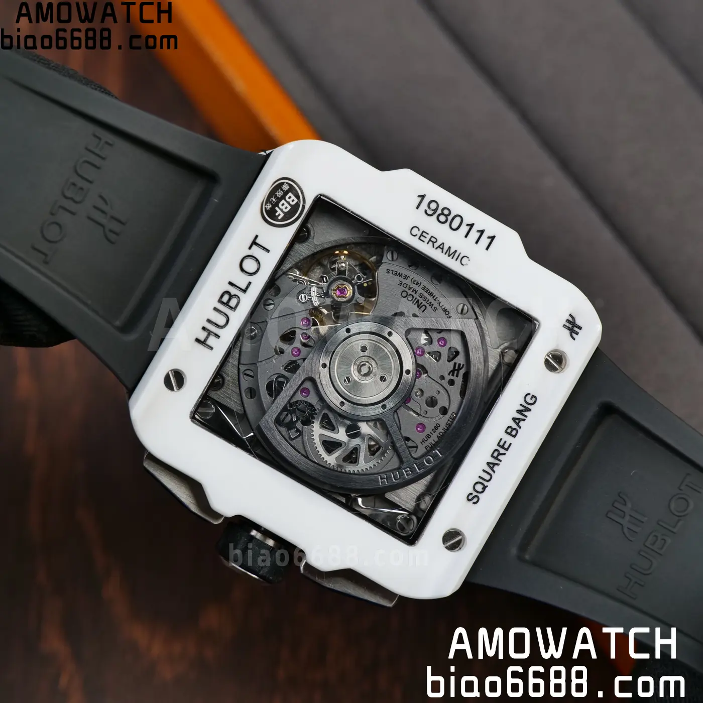 Hublot Square Bang Unico White Ceramic BBF 1:1 Best Edition on Rubber Strap A1280 72 0966d4120f56d75 AMO Watch