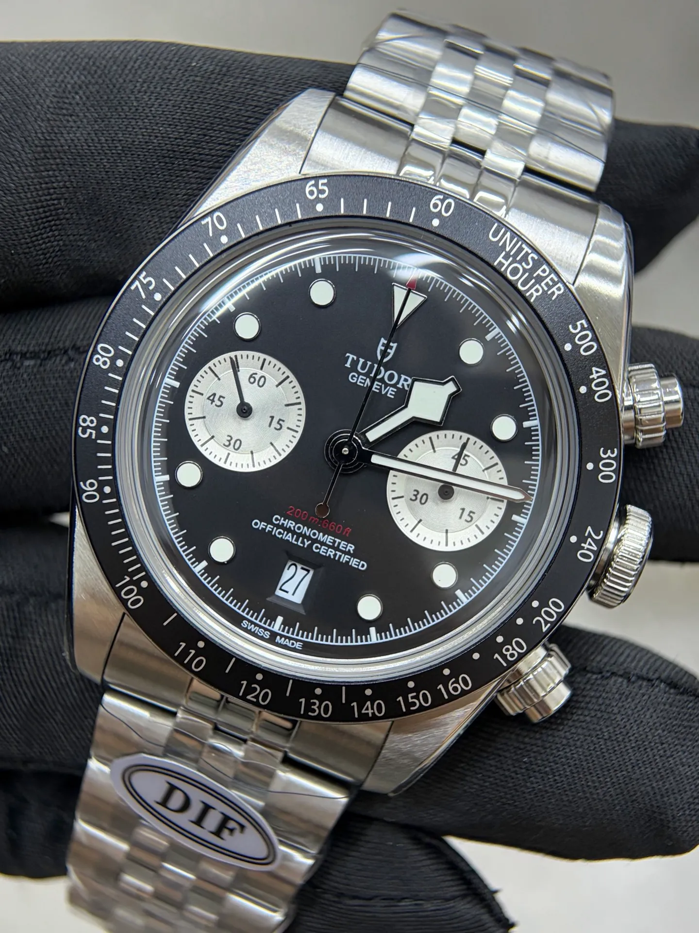 Tudor Black Bay Chrono SS DIF 1:1 Best Edition Black Dial on SS Bracelet DD7750 24 0ba397af482712d AMO Watch