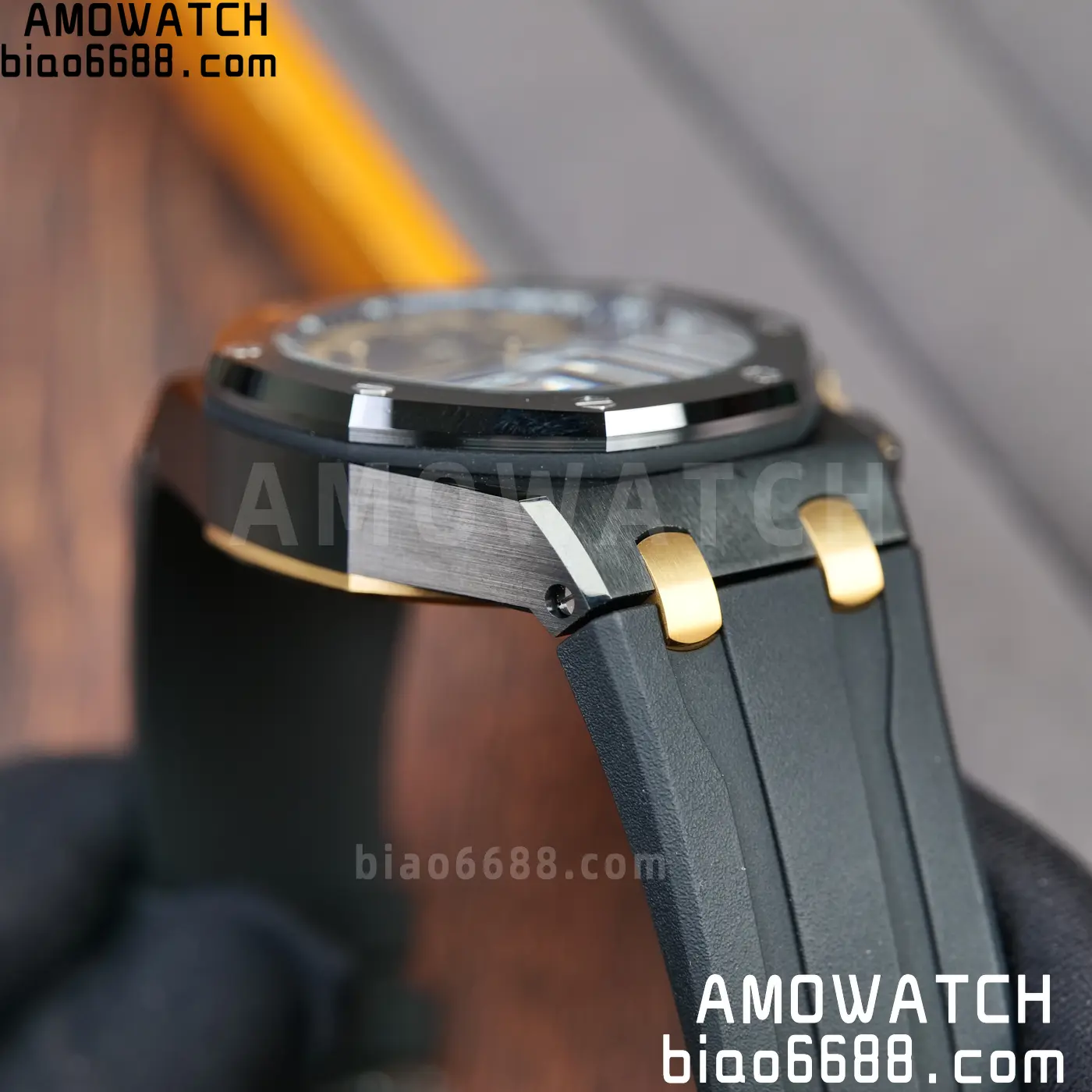 AP Royal Oak Offshore 26420 Black Ceramic DDF 1:1 Best Edition Black/YG Dial on Black Rubber Strap DD4401 Super Clone 75 0dc9cd9ec21879b AMO Watch