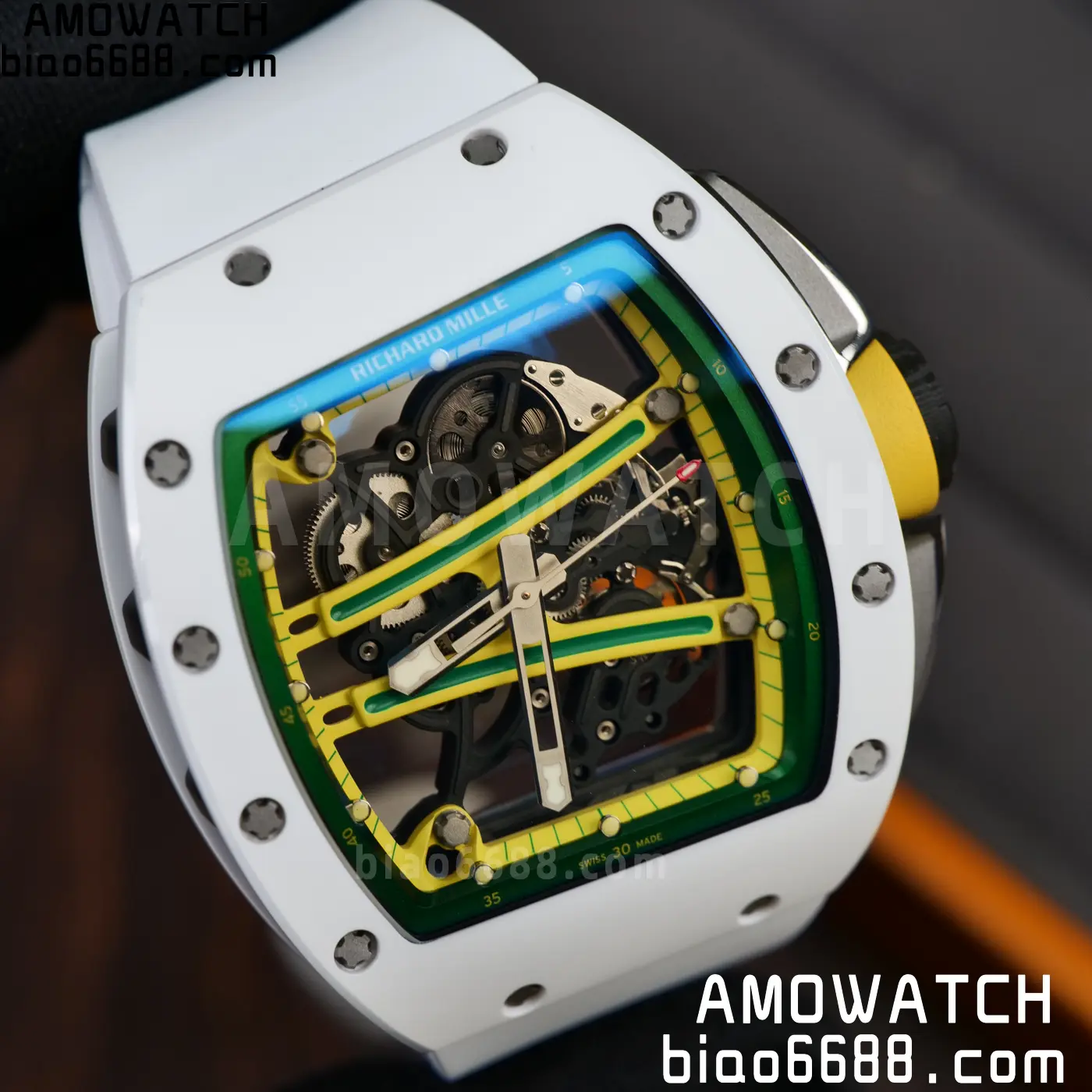 RICHARD MILLE RM61-01 RM6101 A9F 1:1 Best Edition White Bezel on White Rubber Strap RMUL3 Free Sprung 108 0fbd9c43b828f05 AMO Watch