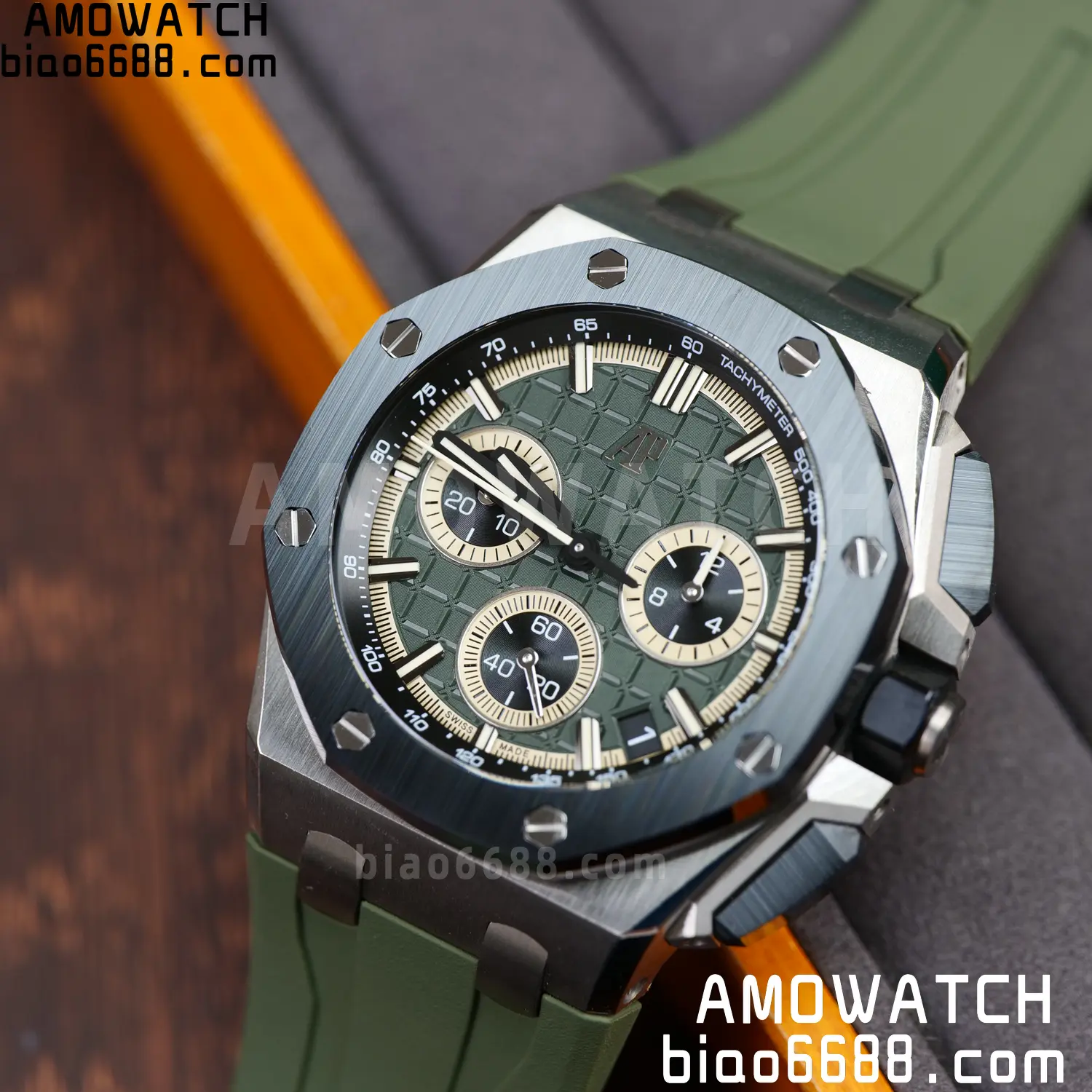 AP Royal Oak Offshore 26420 Titanium DDF 1:1 Best Edition Green/Black Dial on Green Rubber Strap DD4401 Super Clone 104 0fc5eb554a5d459 AMO Watch
