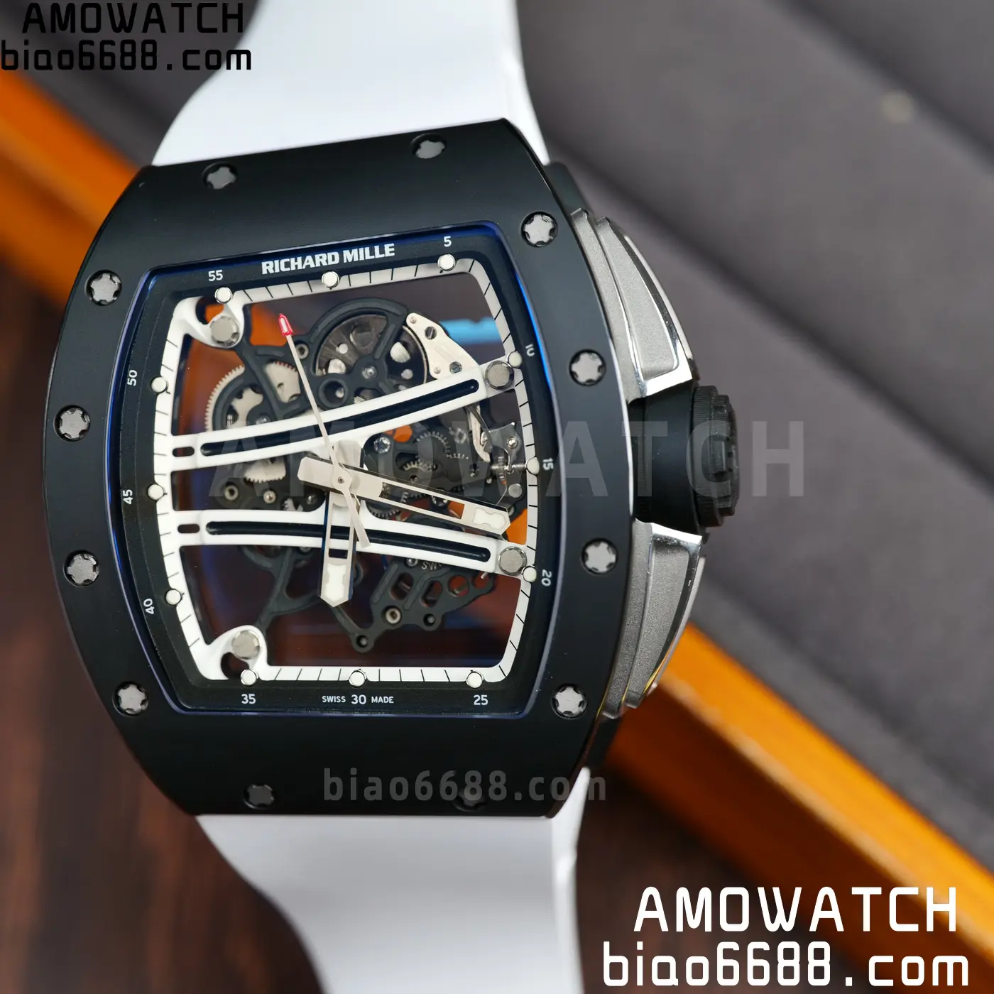 RICHARD MILLE RM61-01 RM6101 A9F 1:1 Best Edition Black Bezel on White Rubber Strap RMUL3 Free Sprung 115 1195012e0dce325 AMO Watch