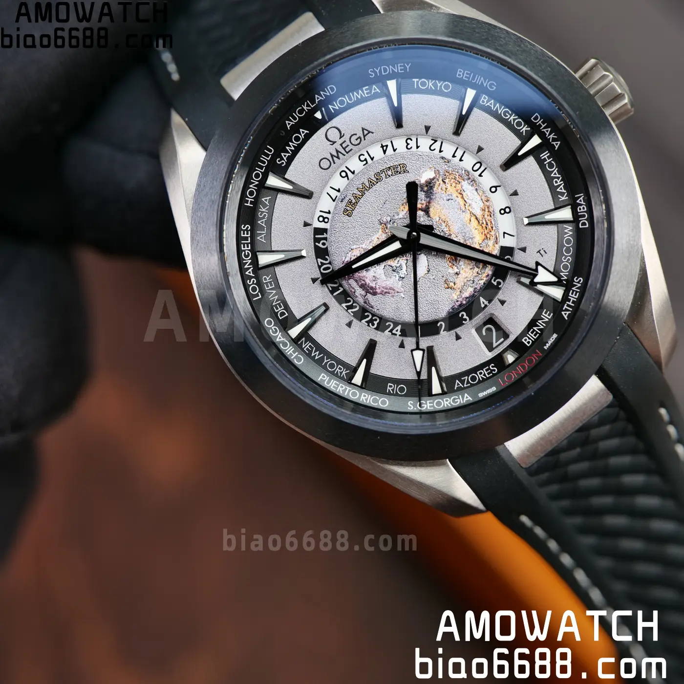 OMEGA Aqua Terra GMT Worldtimer 43mm Titanium VSF 1:1 Best Edition on SS Bracelet A8938 Super Clone 76 120bb6c21d46ea6 AMO Watch