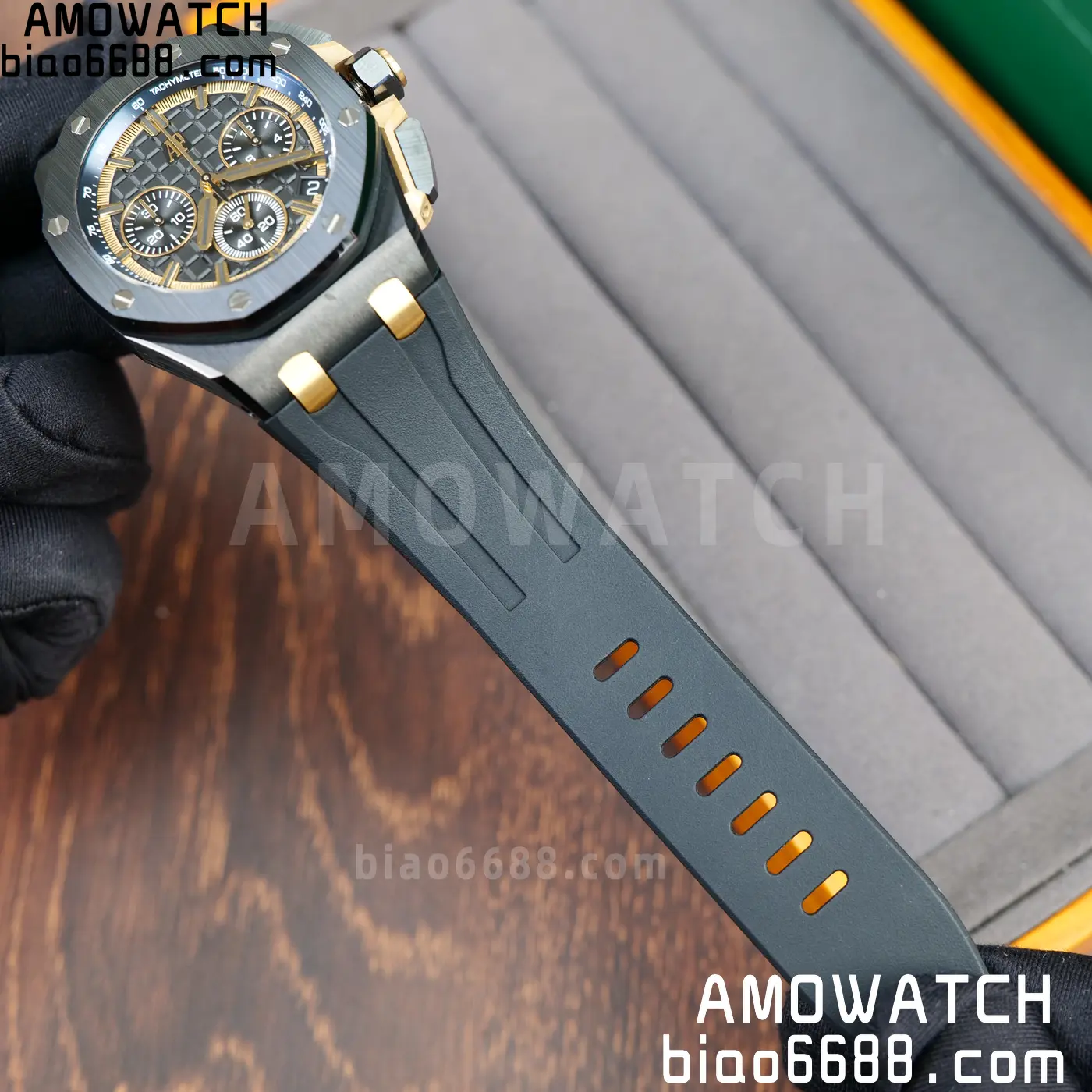 AP Royal Oak Offshore 26420 Black Ceramic DDF 1:1 Best Edition Black/YG Dial on Black Rubber Strap DD4401 Super Clone 71 12bf0d6f6f45173 AMO Watch