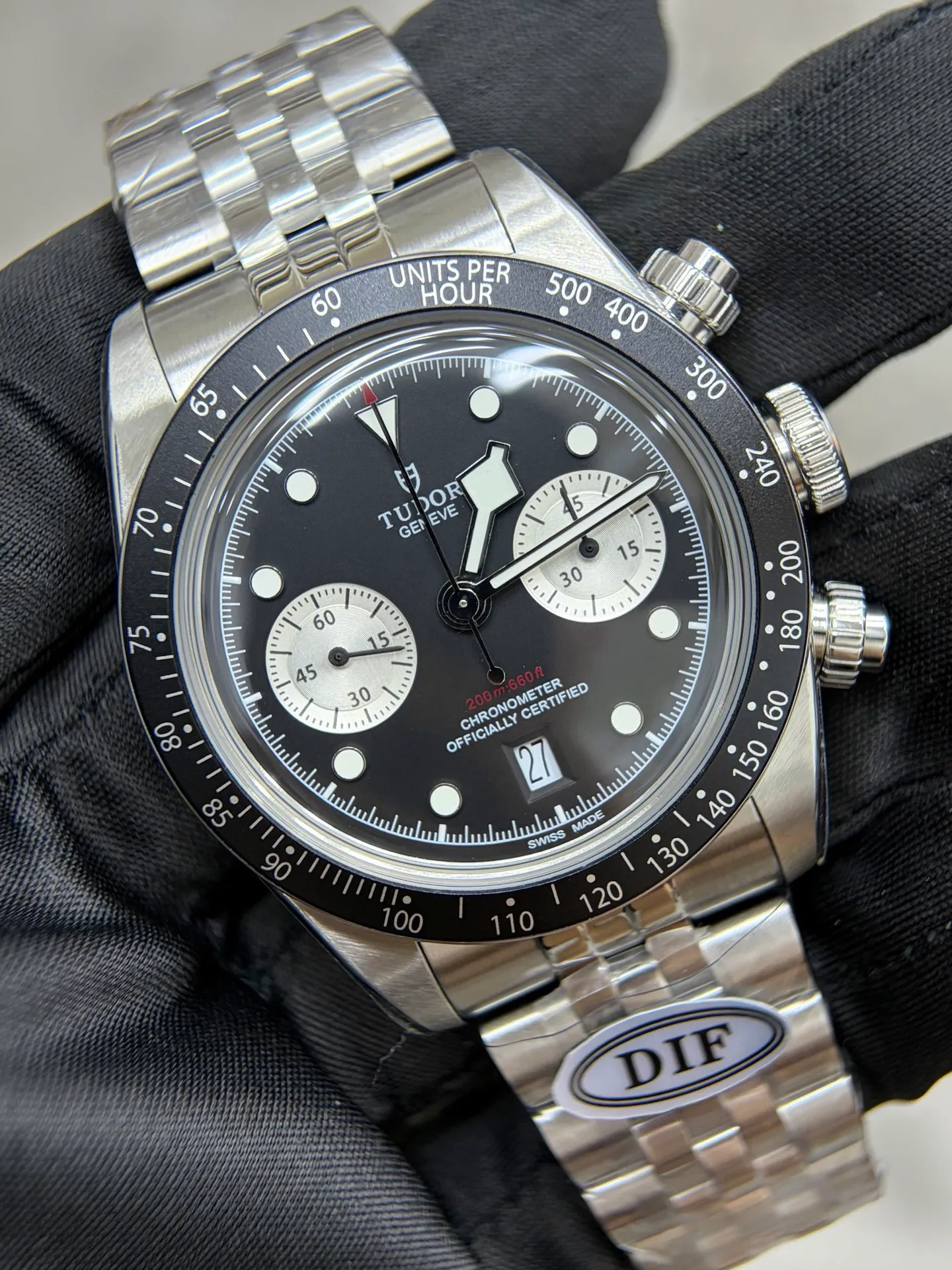 Tudor Black Bay Chrono SS DIF 1:1 Best Edition Black Dial on SS Bracelet DD7750 22 15aefbebe0efb34 AMO Watch