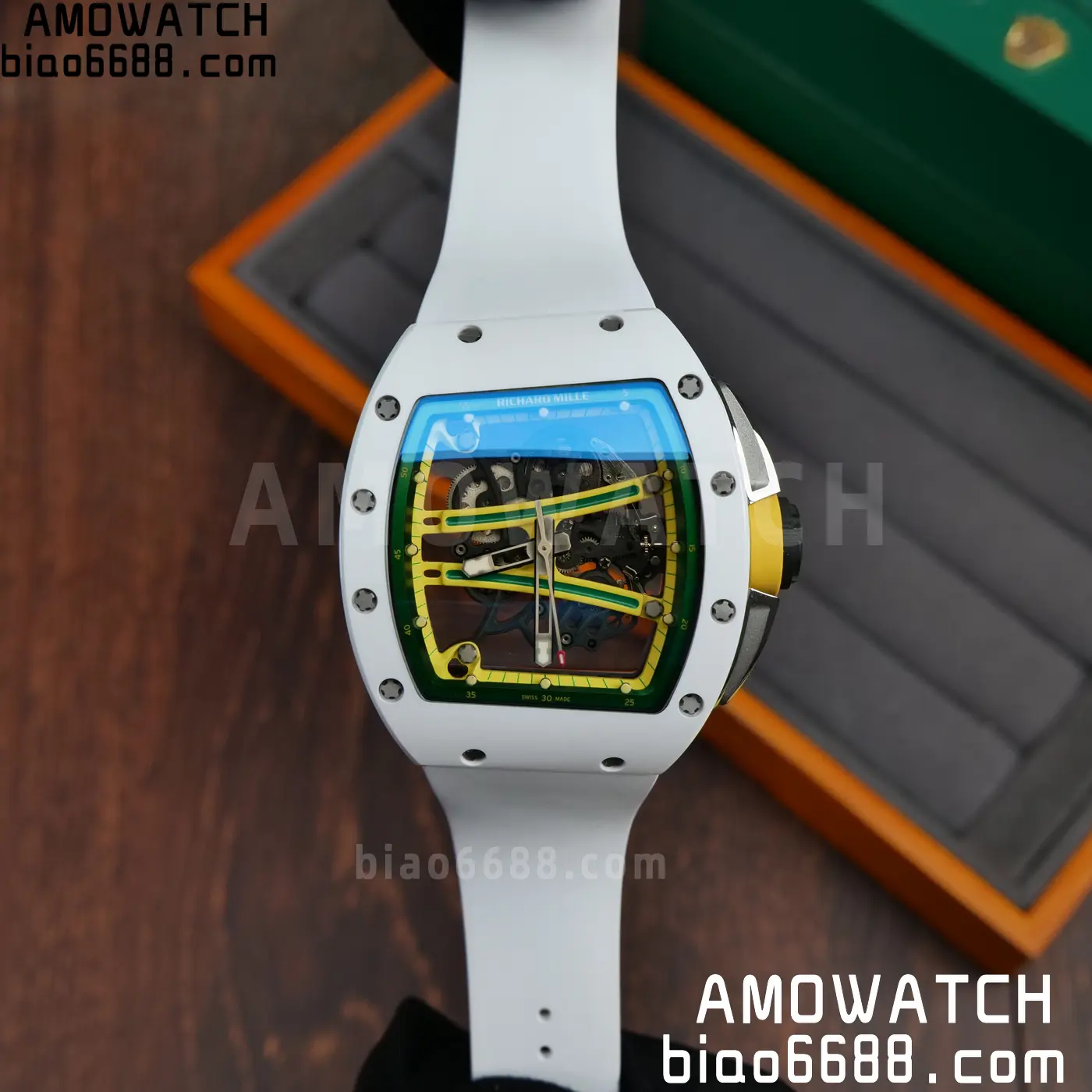 RICHARD MILLE RM61-01 RM6101 A9F 1:1 Best Edition White Bezel on White Rubber Strap RMUL3 Free Sprung 91 179084de295a351 AMO Watch