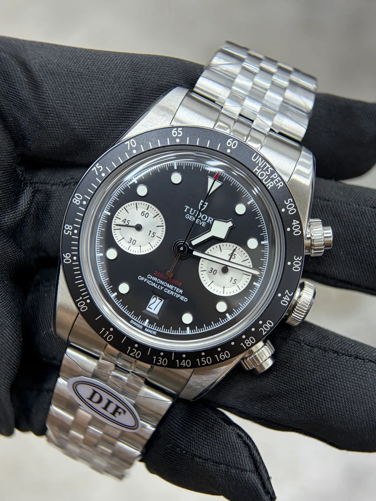 Tudor Black Bay Chrono SS DIF 1:1 Best Edition Black Dial on SS Bracelet DD7750 23 17e6c559ae09849 AMO Watch