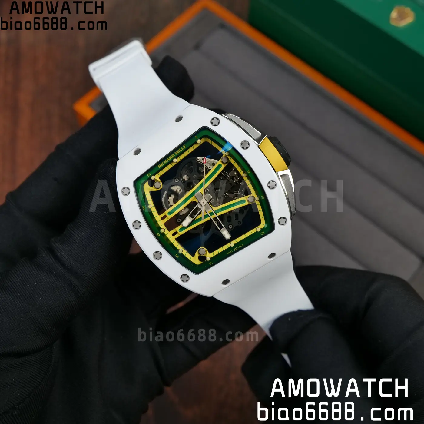RICHARD MILLE RM61-01 RM6101 A9F 1:1 Best Edition White Bezel on White Rubber Strap RMUL3 Free Sprung 86 19c68ef466747ab AMO Watch