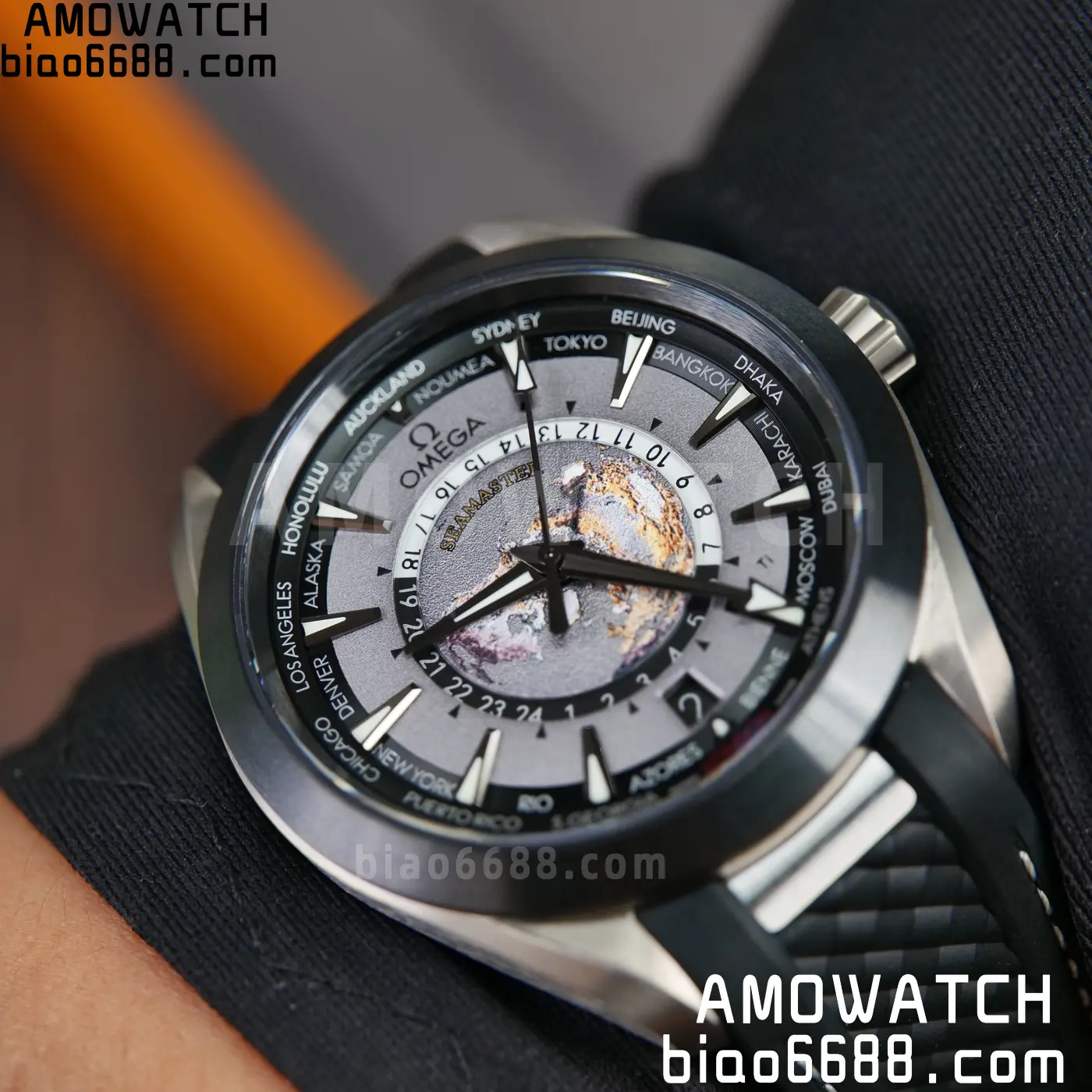 OMEGA Aqua Terra GMT Worldtimer 43mm Titanium VSF 1:1 Best Edition on SS Bracelet A8938 Super Clone 88 1a65522100edf04 AMO Watch