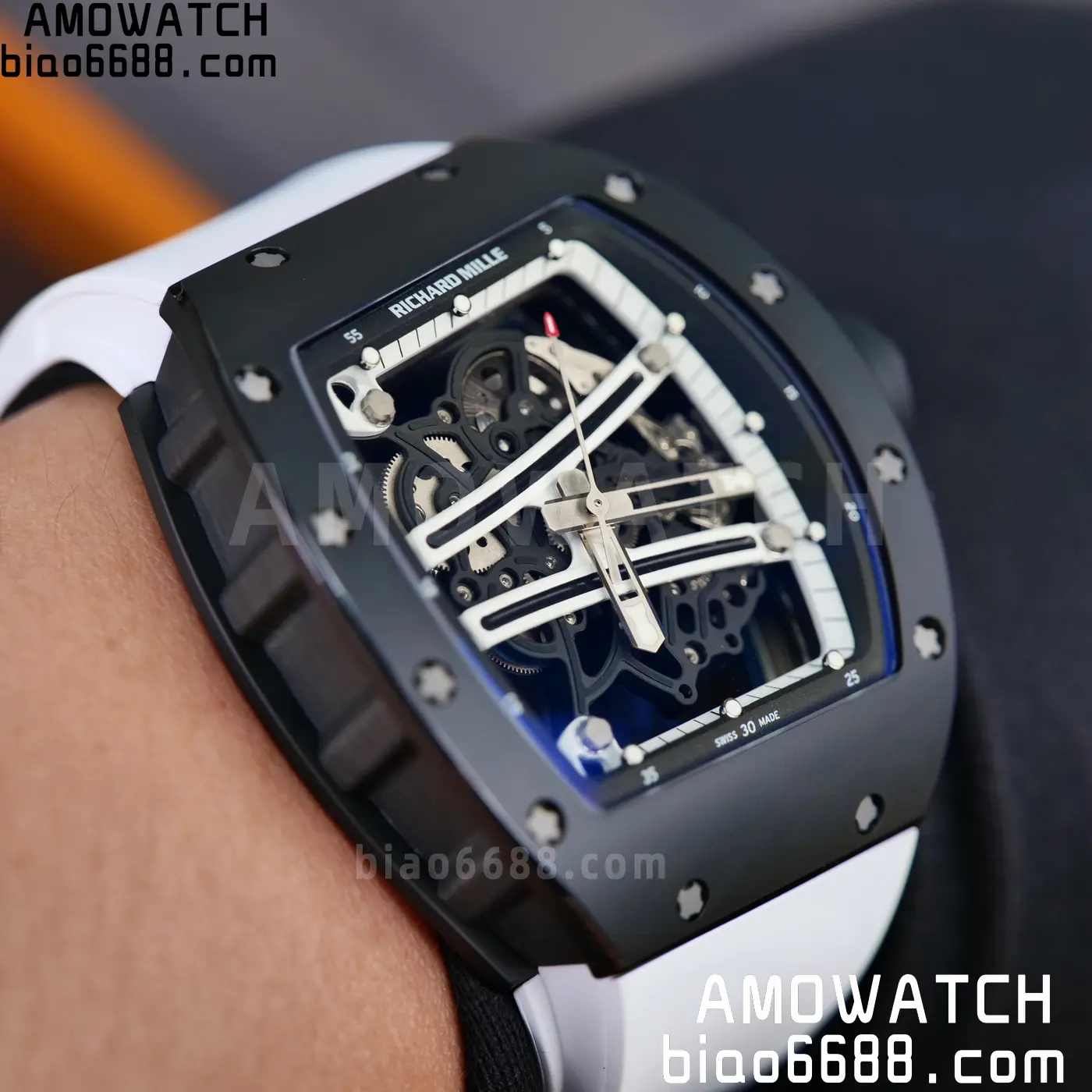 RICHARD MILLE RM61-01 RM6101 A9F 1:1 Best Edition Black Bezel on White Rubber Strap RMUL3 Free Sprung 112 1c5cccb89c588aa AMO Watch