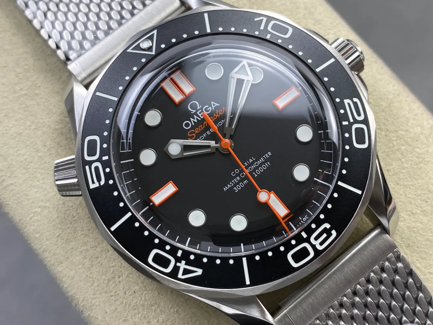 OMEGA Seamaster 300M Diver SS ORF 1:1 Best Edition Black/Orange Dial on SS Mesh Bracelet(Free Spring) 24 1c87a92f34c452a AMO Watch