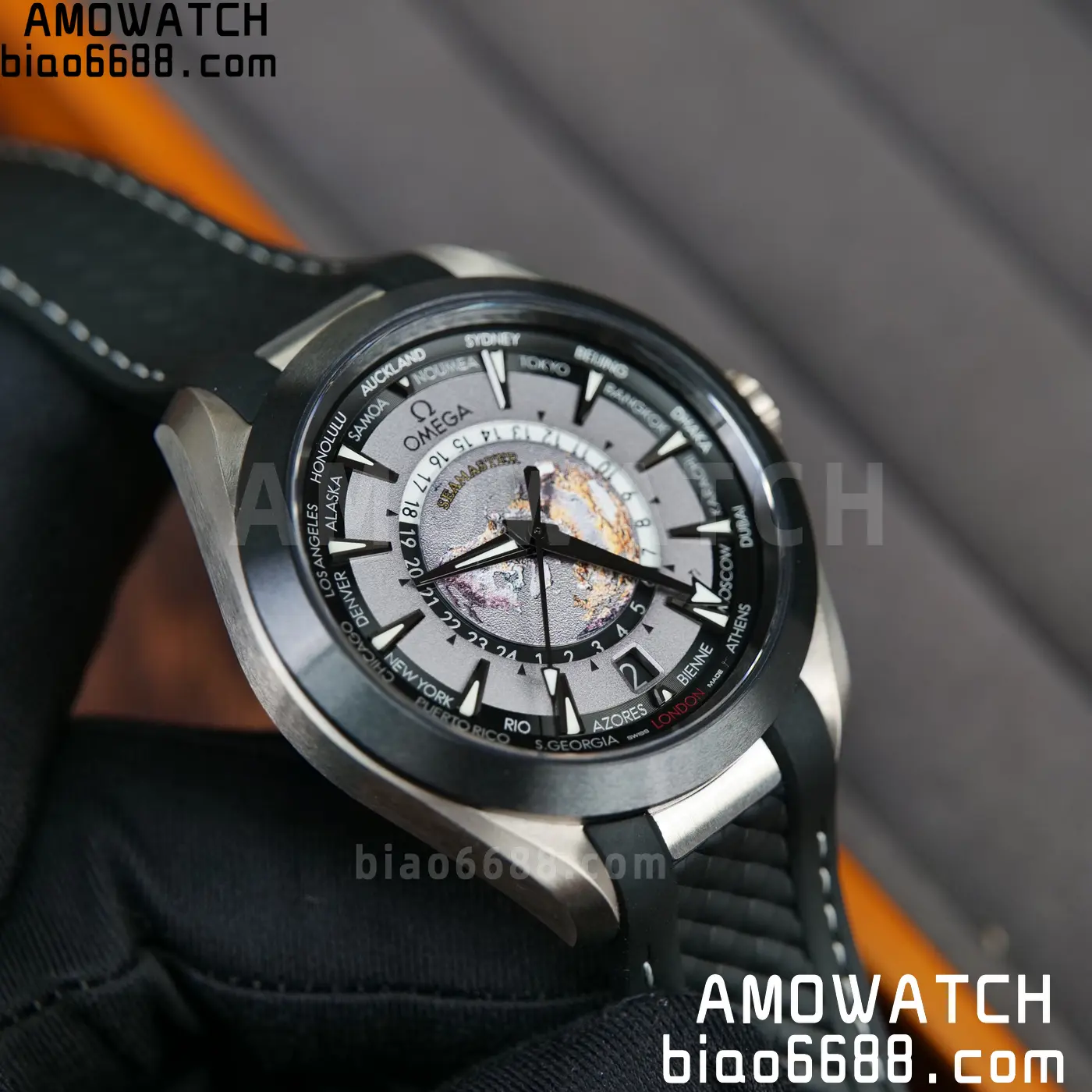 OMEGA Aqua Terra GMT Worldtimer 43mm Titanium VSF 1:1 Best Edition on SS Bracelet A8938 Super Clone 72 1db2eb499e6a550 AMO Watch
