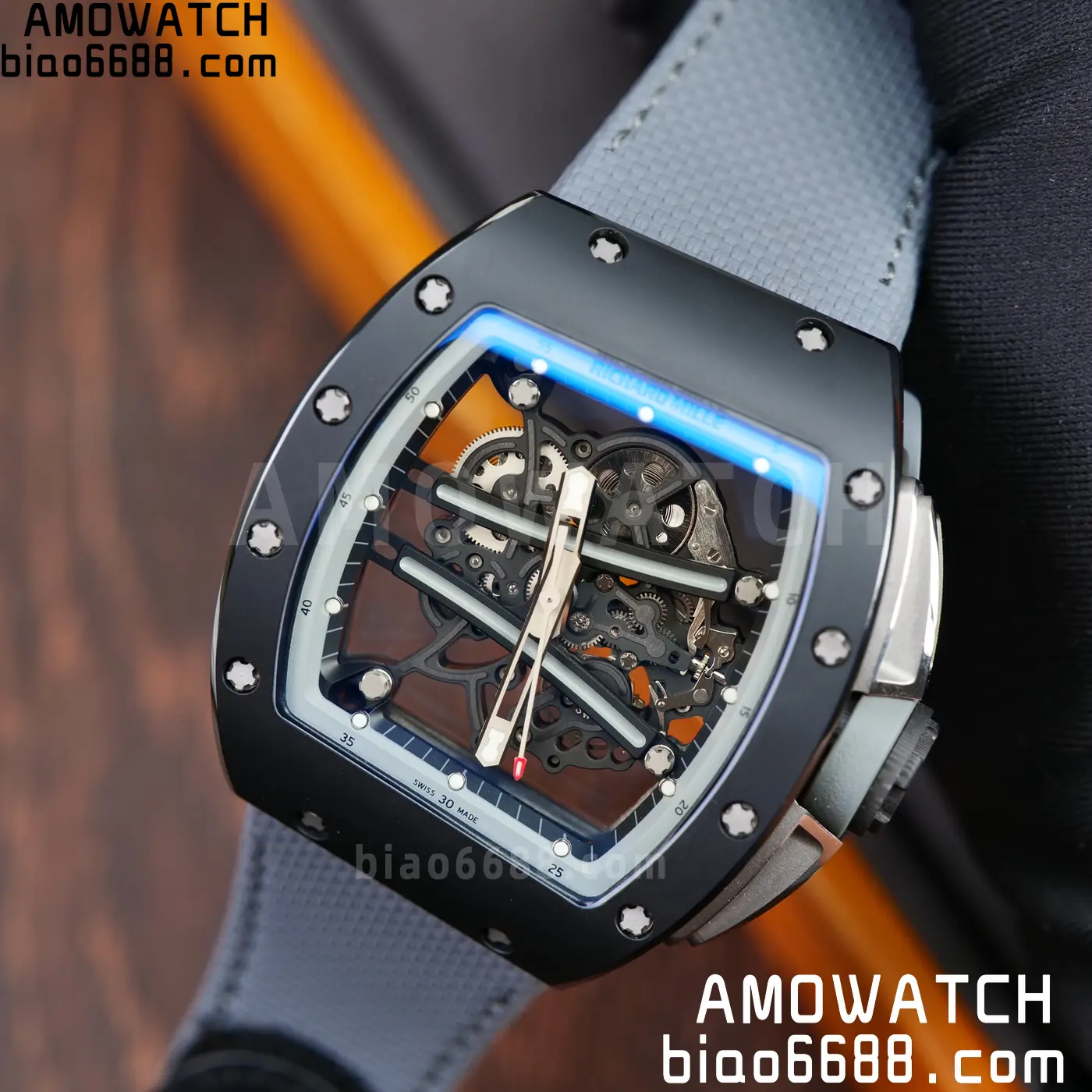 RICHARD MILLE RM61-01 RM6101 A9F 1:1 Best Edition Black Bezel on Gray Nylon Strap RMUL3 Free Sprung 84 20e0be96dc8b249 AMO Watch