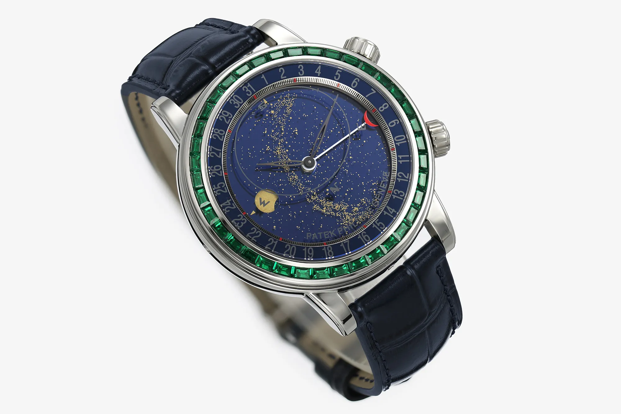 PP Grand Complications 6102 SS Green Diamonds Bezel PPF 1:1 Best Edition Blue Dial on Blue Leather Strap SA240 Super Clone 21 2142d480266e4d0 AMO Watch