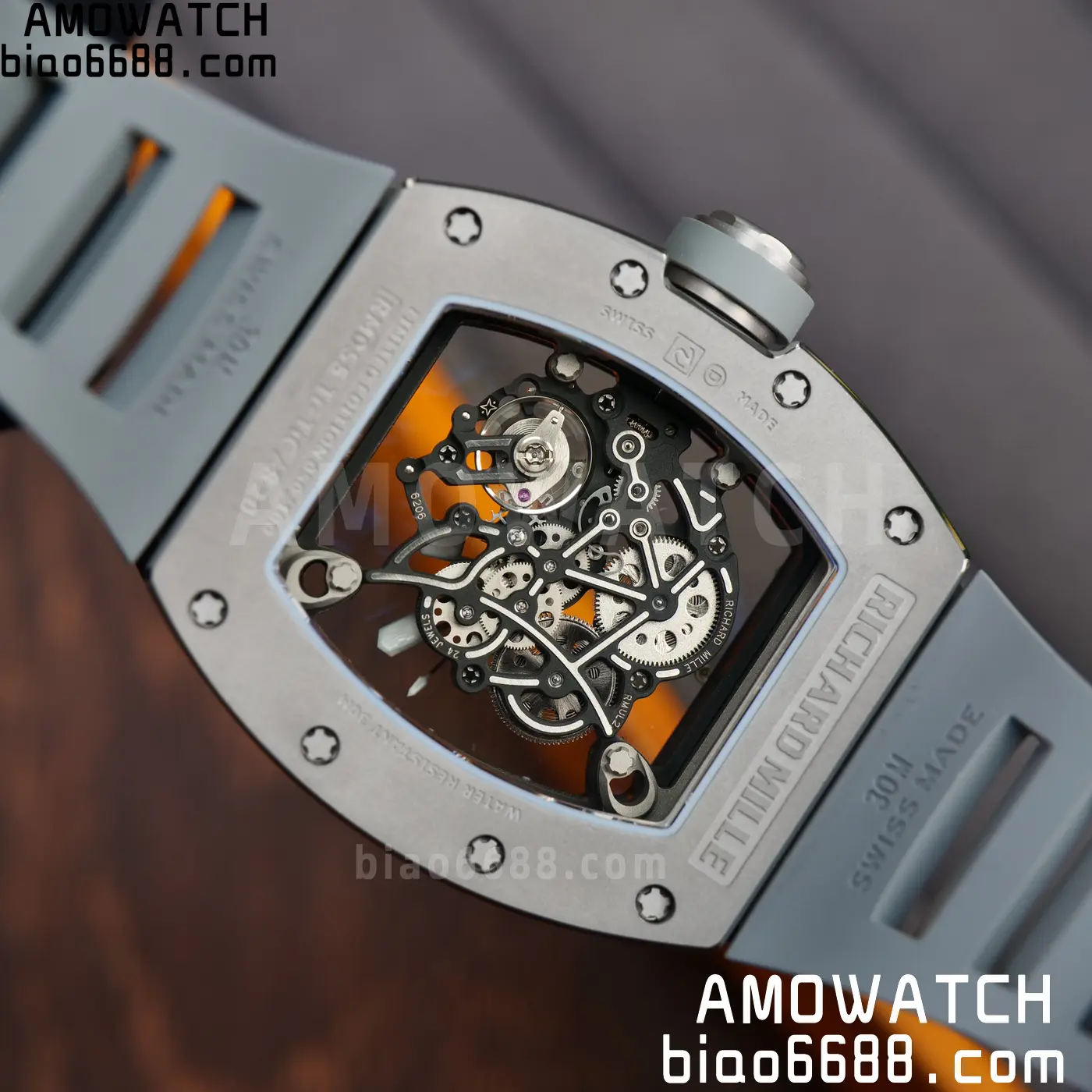 RICHARD MILLE RM055 Gray Ceramic A9F 1:1 Best Edition Gray Inner Bezel on Gray Rubber Strap RMUL2 (Free Sprung) 91 21a35f29e8ad107 AMO Watch