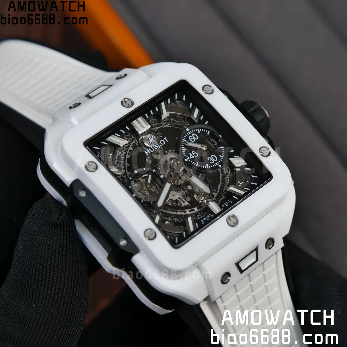 Hublot Square Bang Unico White Ceramic BBF 1:1 Best Edition on Rubber Strap A1280 67 223820883b53b7d AMO Watch