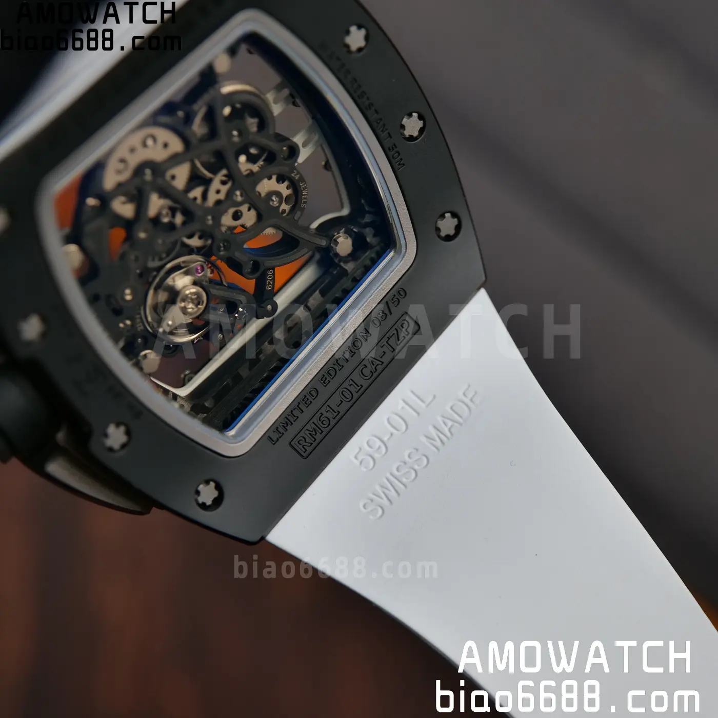 RICHARD MILLE RM61-01 RM6101 A9F 1:1 Best Edition Black Bezel on White Rubber Strap RMUL3 Free Sprung 108 225b08ea2fd3647 AMO Watch
