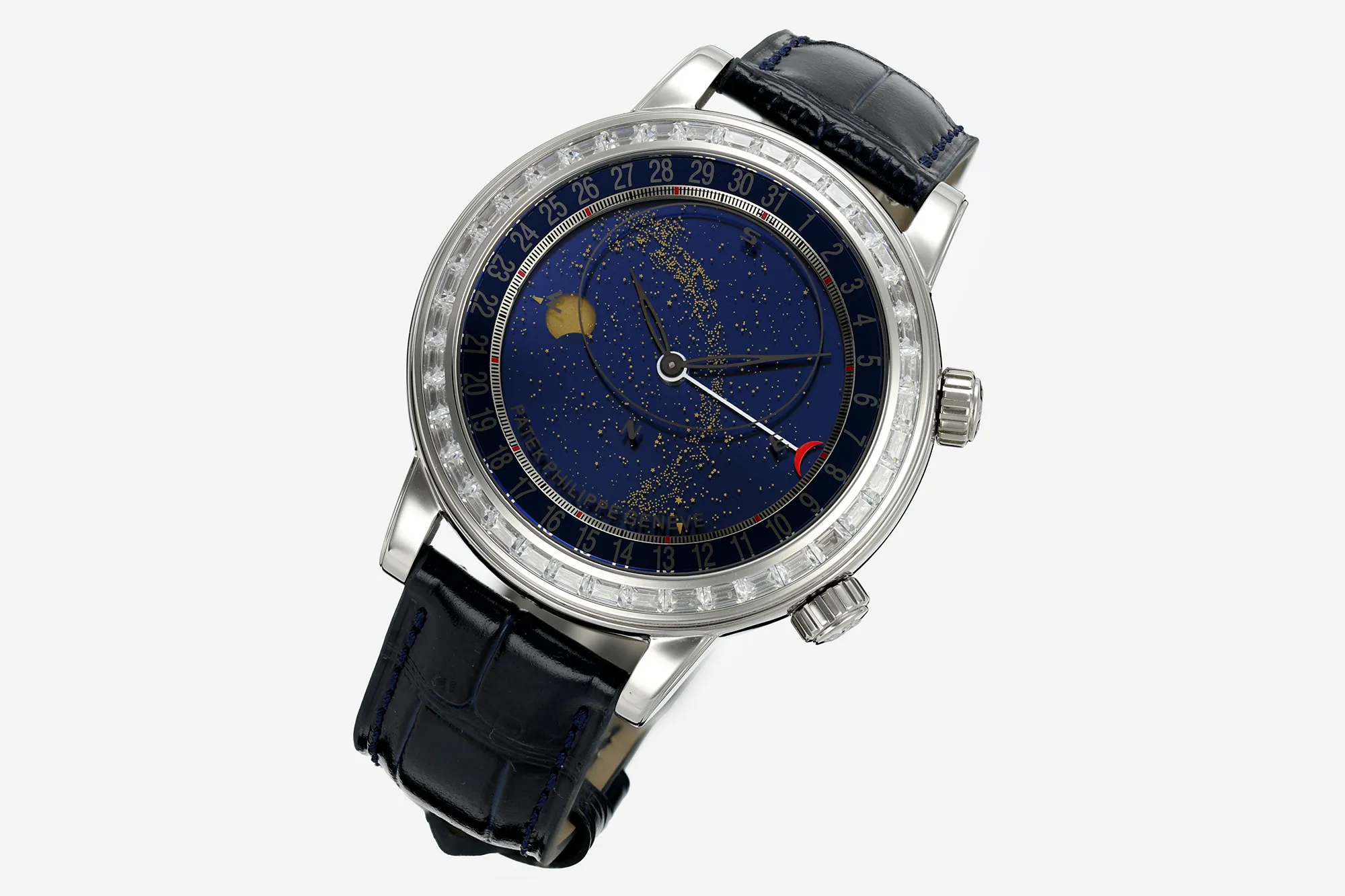 PP Grand Complications 6102 SS Diamonds Bezel PPF 1:1 Best Edition Blue Dial on Blue Leather Strap SA240 Super Clone 21 22e7d1813677ae0 AMO Watch