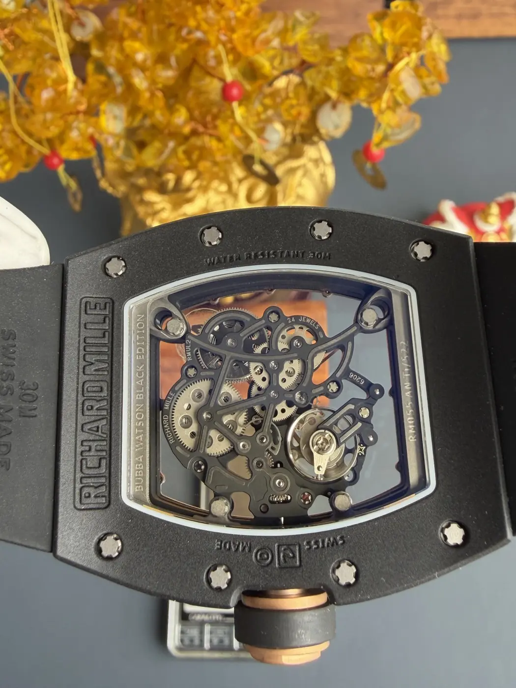 RICHARD MILLE RM055 Black Ceramic A9F 1:1 Best Edition RG Inner Bezel on Black Rubber Strap RMUL2 (Free Sprung) 29 23098b795ce116f AMO Watch