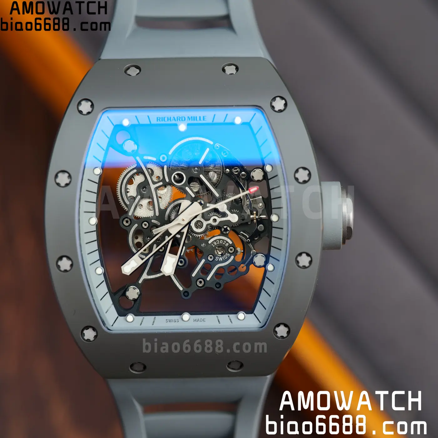 RICHARD MILLE RM055 Gray Ceramic A9F 1:1 Best Edition Gray Inner Bezel on Gray Rubber Strap RMUL2 (Free Sprung) 74 240e6789cedcccf AMO Watch