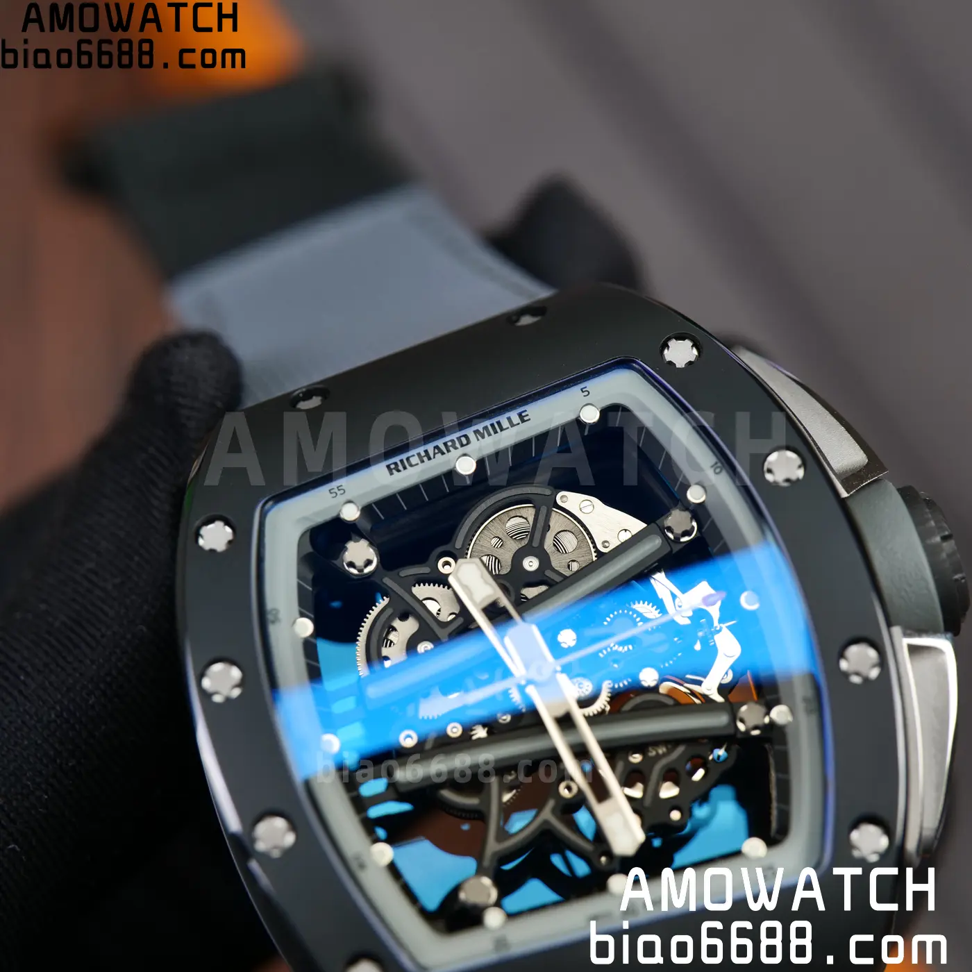 RICHARD MILLE RM61-01 RM6101 A9F 1:1 Best Edition Black Bezel on Gray Nylon Strap RMUL3 Free Sprung 82 250e3177cd89731 AMO Watch