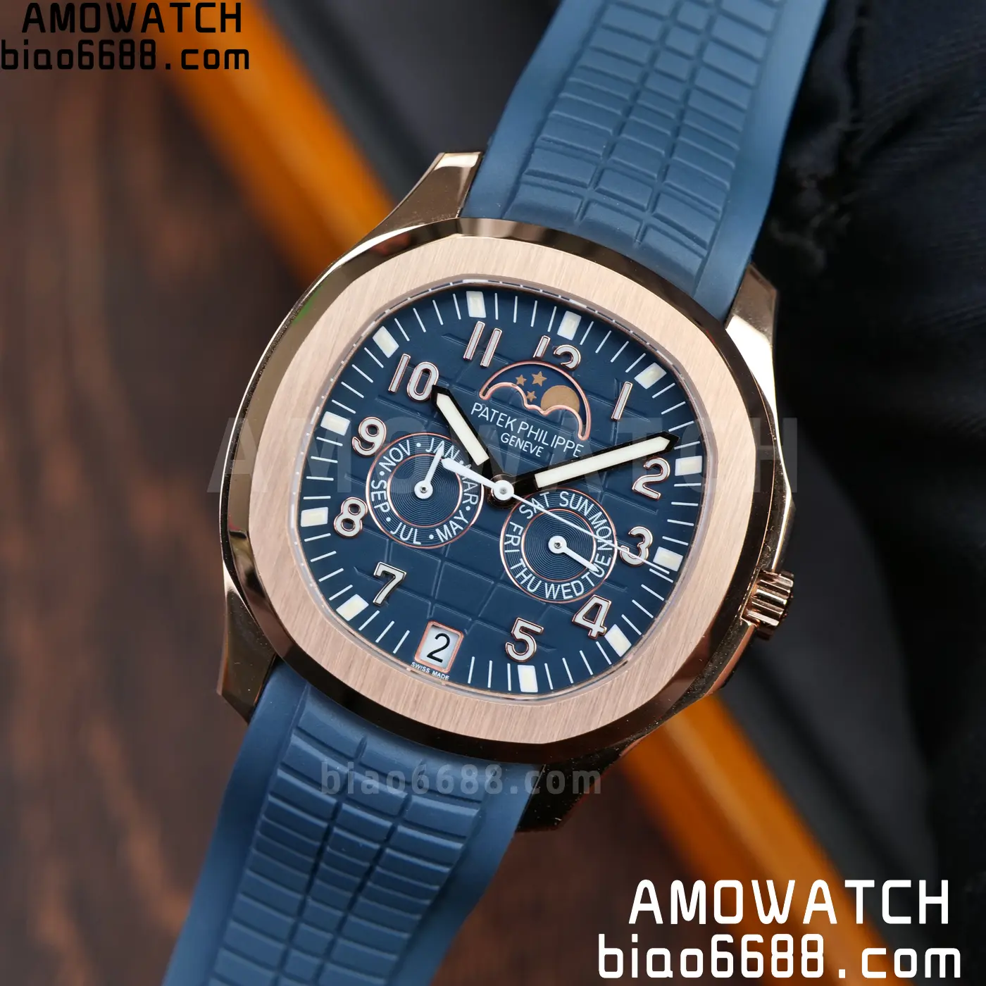 Patek Philippe Aquanaut 5261R RG PPM Factory 1:1 Best Edition Dial on Blue Rubber Strap V2 80 25ecfecdffddc54 AMO Watch