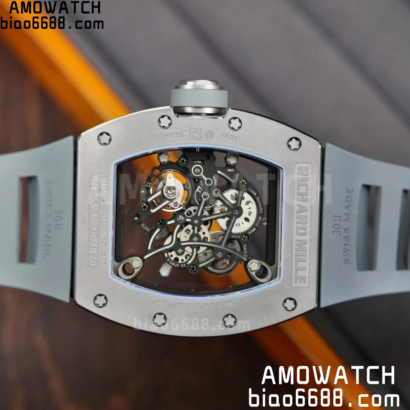 RICHARD MILLE RM055 Gray Ceramic A9F 1:1 Best Edition Gray Inner Bezel on Gray Rubber Strap RMUL2 (Free Sprung) 93 26363d61f7189e0 AMO Watch