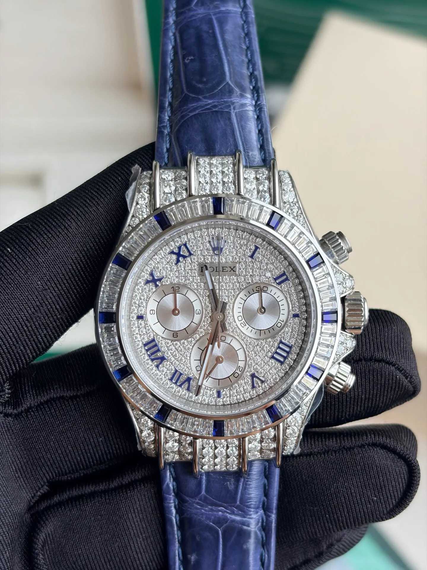 Rolex Daytona PPM Factory Best Edition Mossan Dial on Blue Strap 4130 23 270d68d3d82df19 AMO Watch