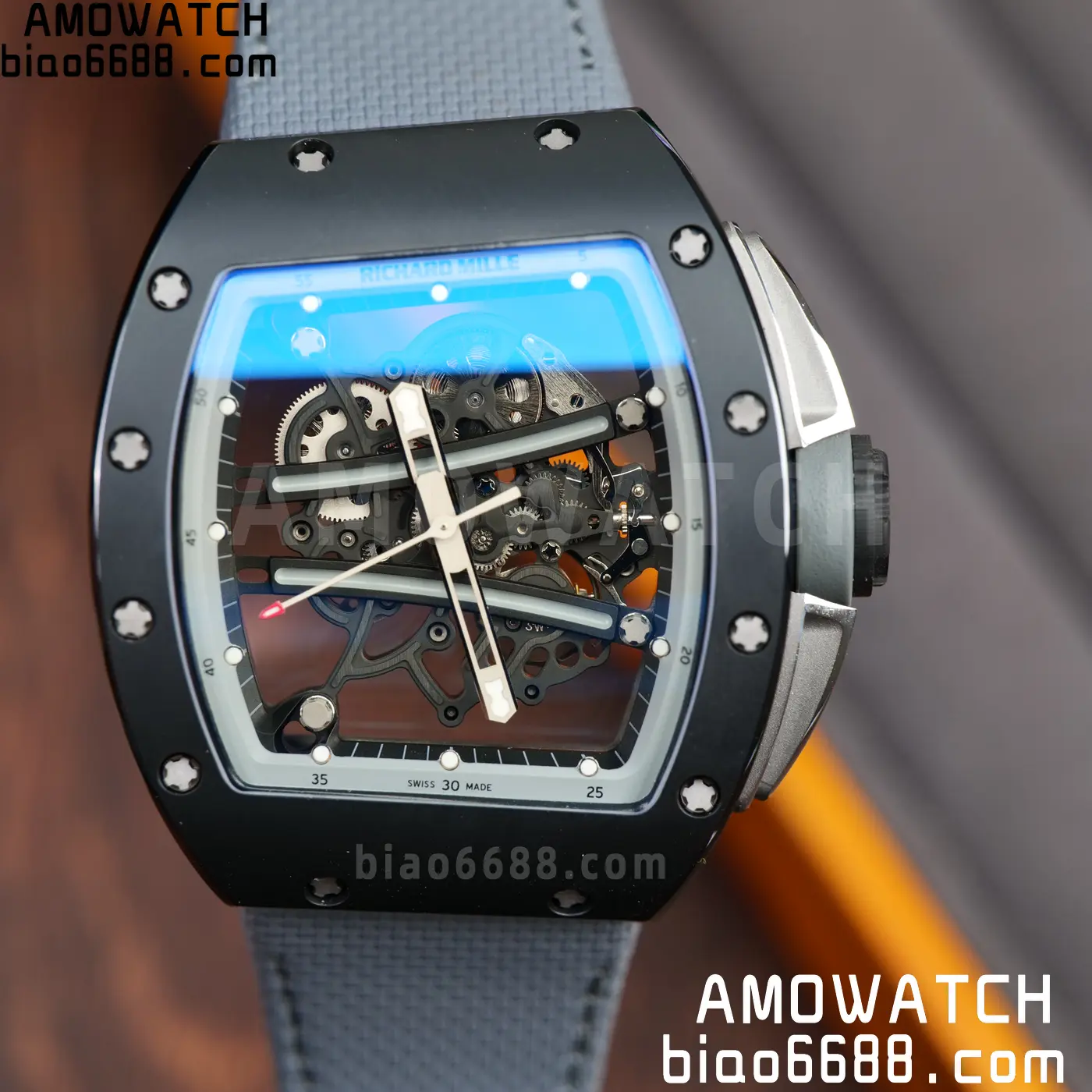 RICHARD MILLE RM61-01 RM6101 A9F 1:1 Best Edition Black Bezel on Gray Nylon Strap RMUL3 Free Sprung 73 2a16f2df1af5297 AMO Watch