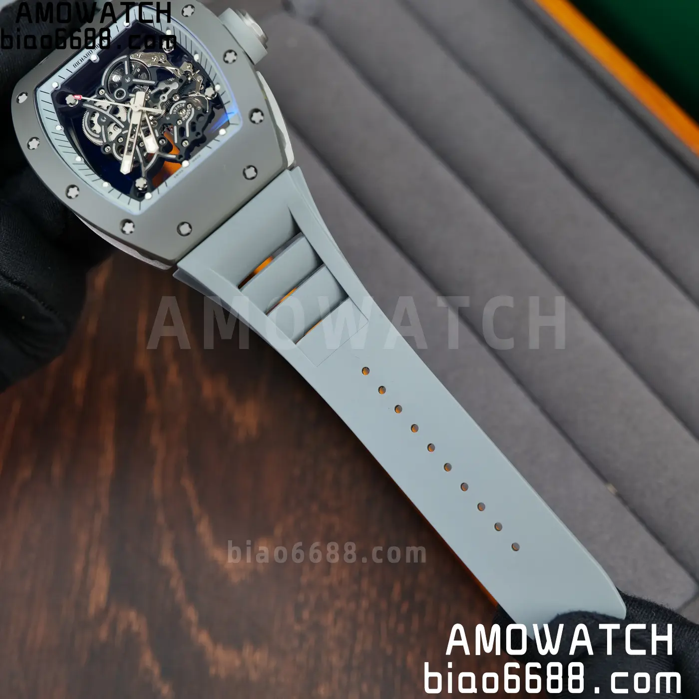 RICHARD MILLE RM055 Gray Ceramic A9F 1:1 Best Edition Gray Inner Bezel on Gray Rubber Strap RMUL2 (Free Sprung) 72 2b226936bffd53f AMO Watch