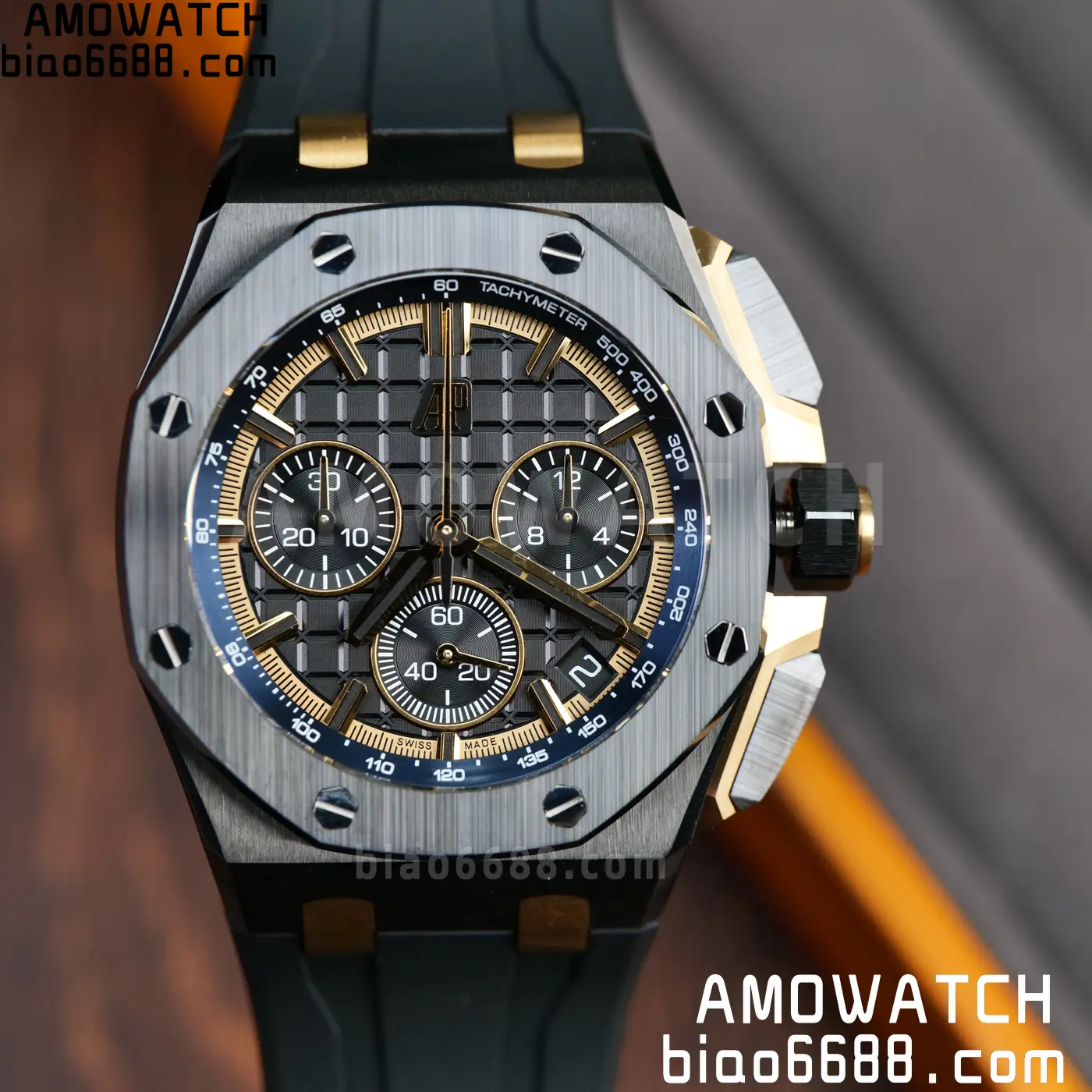 AP Royal Oak Offshore 26420 Black Ceramic DDF 1:1 Best Edition Black/YG Dial on Black Rubber Strap DD4401 Super Clone 73 2f3fe0551caa79c AMO Watch