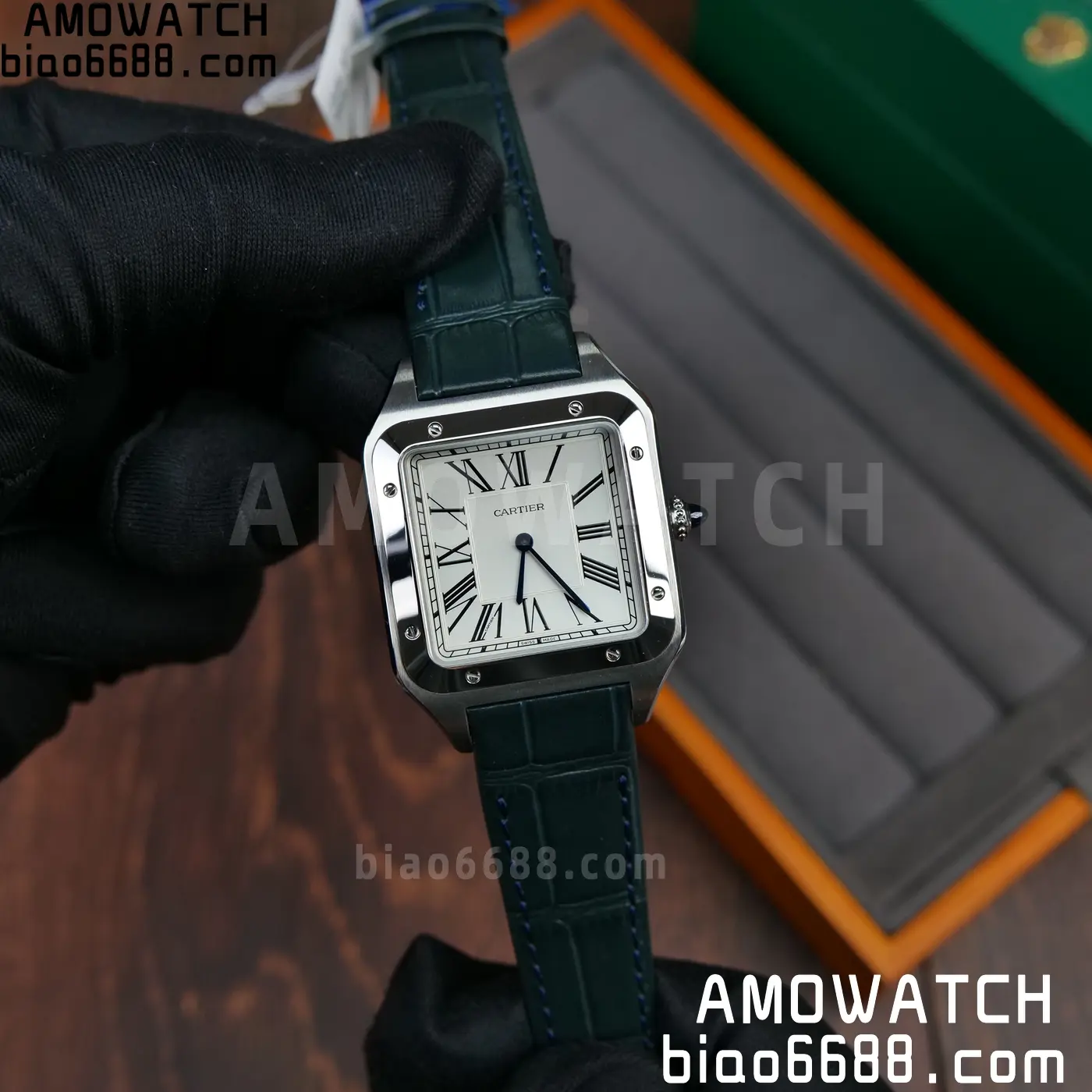 Cartier Santos Dumont WSSA0022 Large F1 Factory 1:1 Best Edition white Dial on Blue Strap Quartz 25 2fe105096126a7d AMO Watch