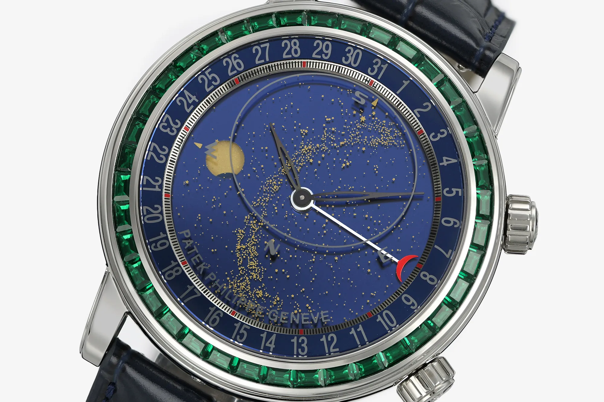 PP Grand Complications 6102 SS Green Diamonds Bezel PPF 1:1 Best Edition Blue Dial on Blue Leather Strap SA240 Super Clone 23 3166956234505e6 AMO Watch