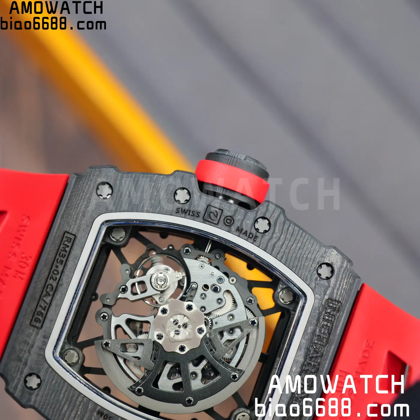 RICHARD MILLE RM035-02 NTPT UMI 1:1 Best Edition Skeleton Dial on Red Rubber Strap RMAL1 Super Clone Free Sprung 108 3265ea53cd788cb AMO Watch