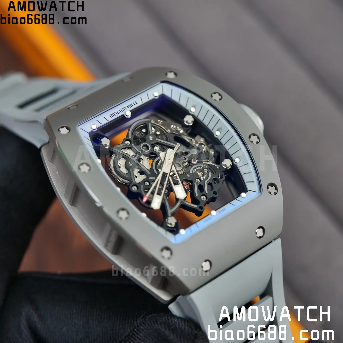 RICHARD MILLE RM055 Gray Ceramic A9F 1:1 Best Edition Gray Inner Bezel on Gray Rubber Strap RMUL2 (Free Sprung) 79 329e989da3c78ef AMO Watch
