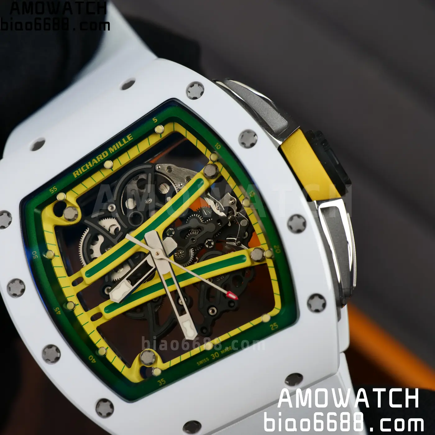 RICHARD MILLE RM61-01 RM6101 A9F 1:1 Best Edition White Bezel on White Rubber Strap RMUL3 Free Sprung 100 337cab230a448a3 AMO Watch
