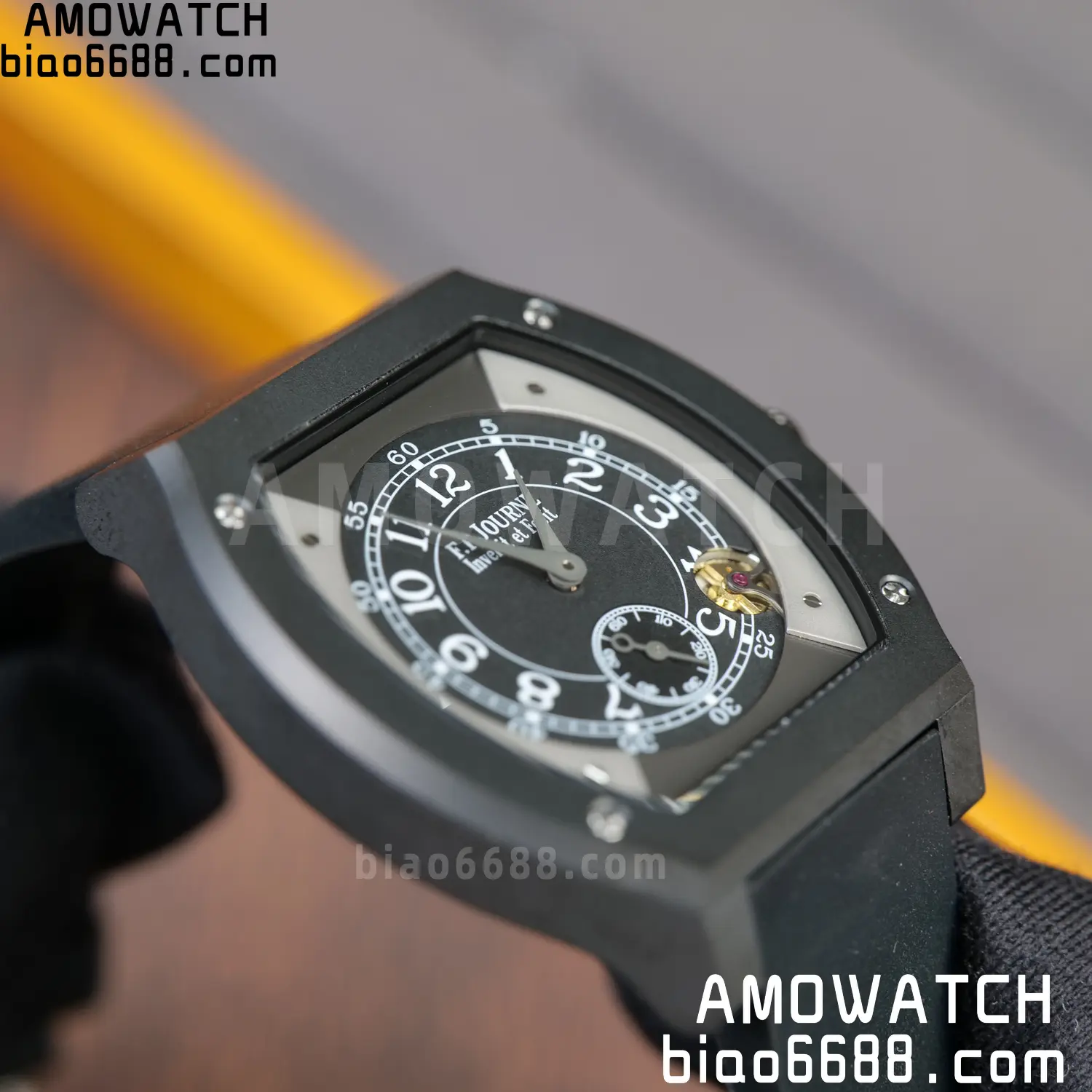 F.P.Journe Elegante PVD FPJF Best Edition Black Dial on Black Rubber Strap Quartz 90 33ac045c9159d77 阿默表行AmoWatch
