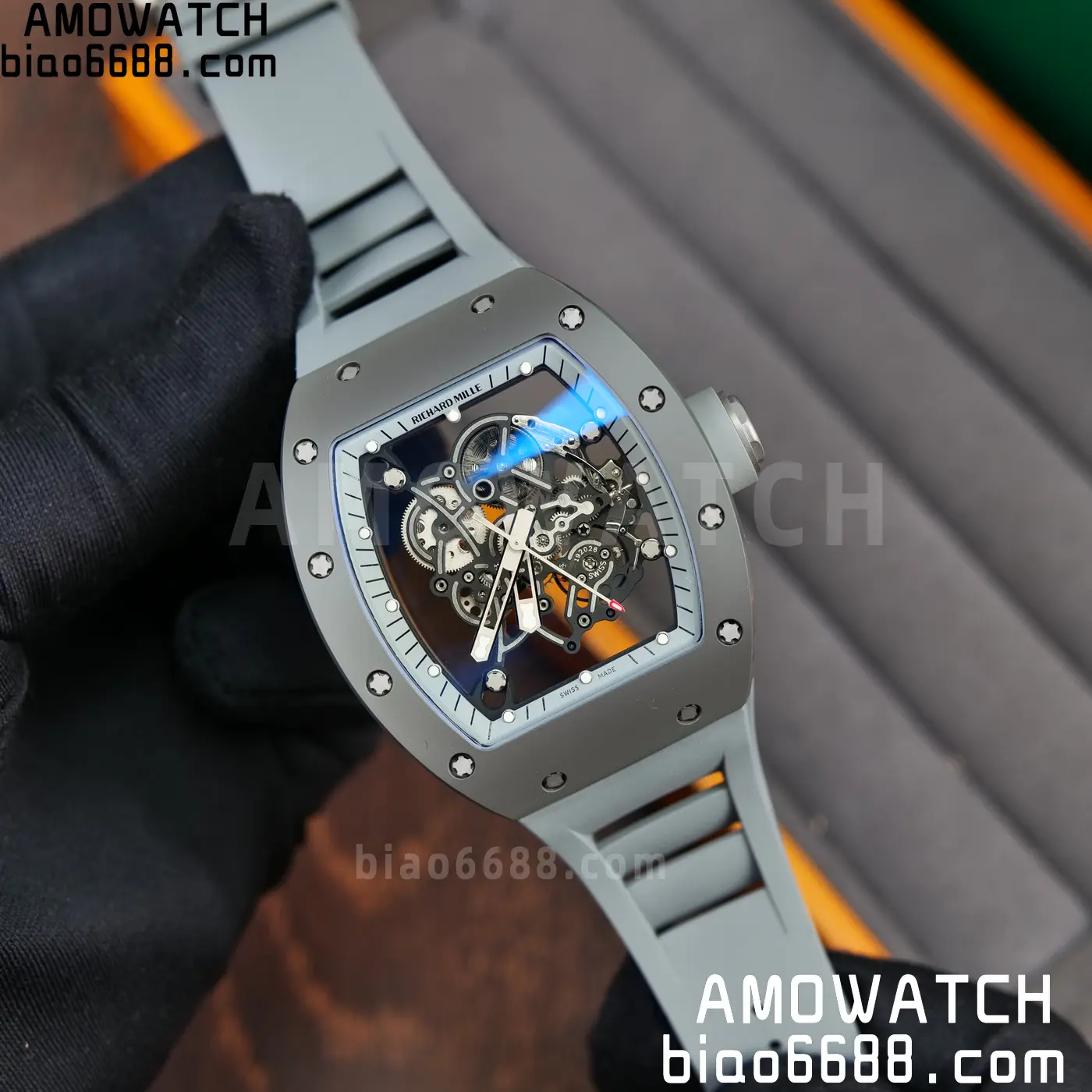 RICHARD MILLE RM055 Gray Ceramic A9F 1:1 Best Edition Gray Inner Bezel on Gray Rubber Strap RMUL2 (Free Sprung) 69 34eff49a16275da AMO Watch
