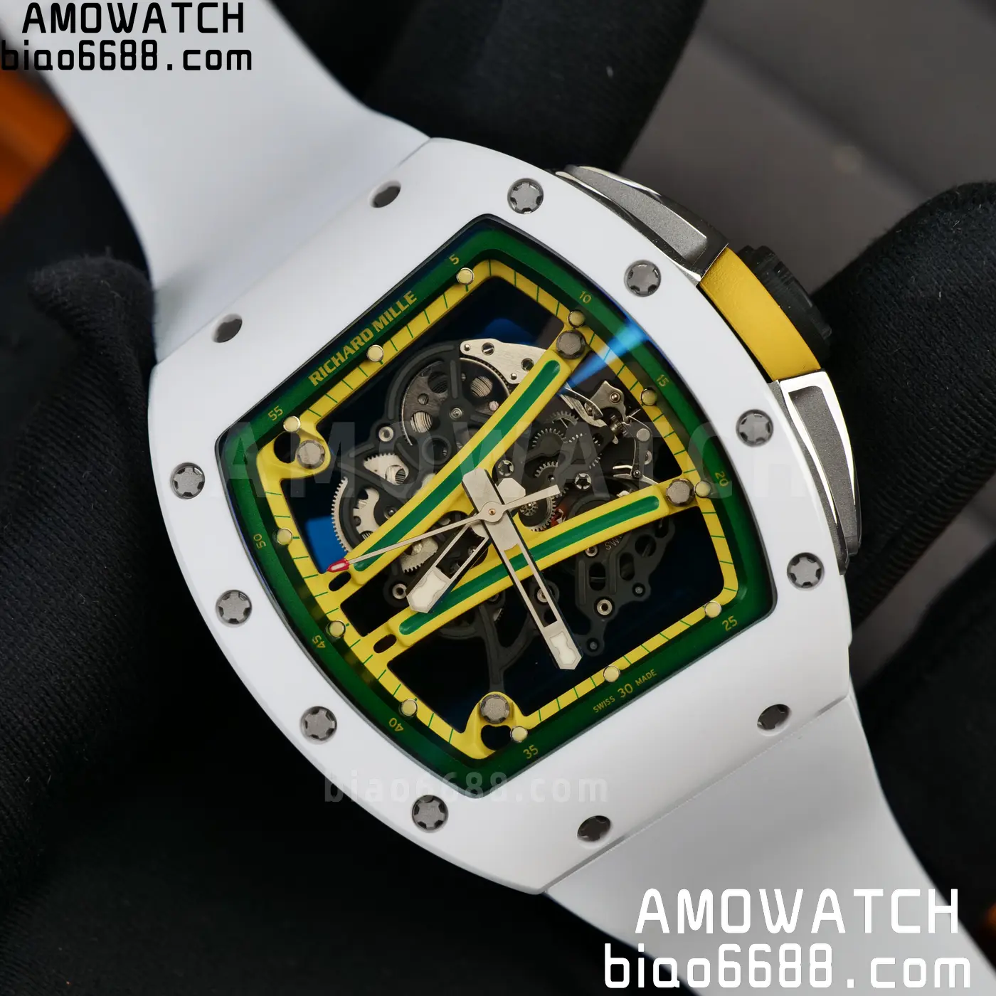 RICHARD MILLE RM61-01 RM6101 A9F 1:1 Best Edition White Bezel on White Rubber Strap RMUL3 Free Sprung 105 368d6b74b4e9673 AMO Watch