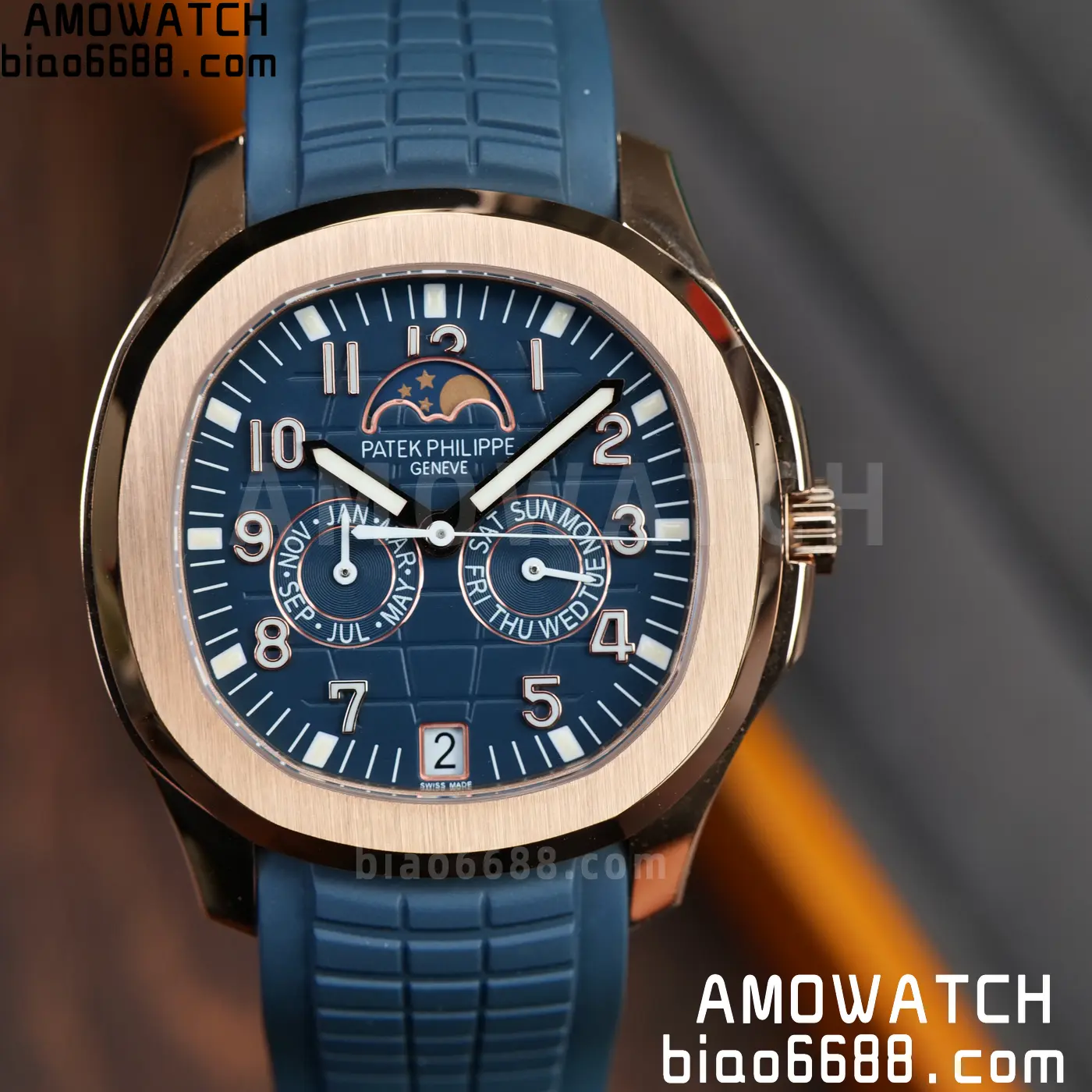 Patek Philippe Aquanaut 5261R RG PPM Factory 1:1 Best Edition Dial on Blue Rubber Strap V2 69 36efd1a39cc1c78 AMO Watch