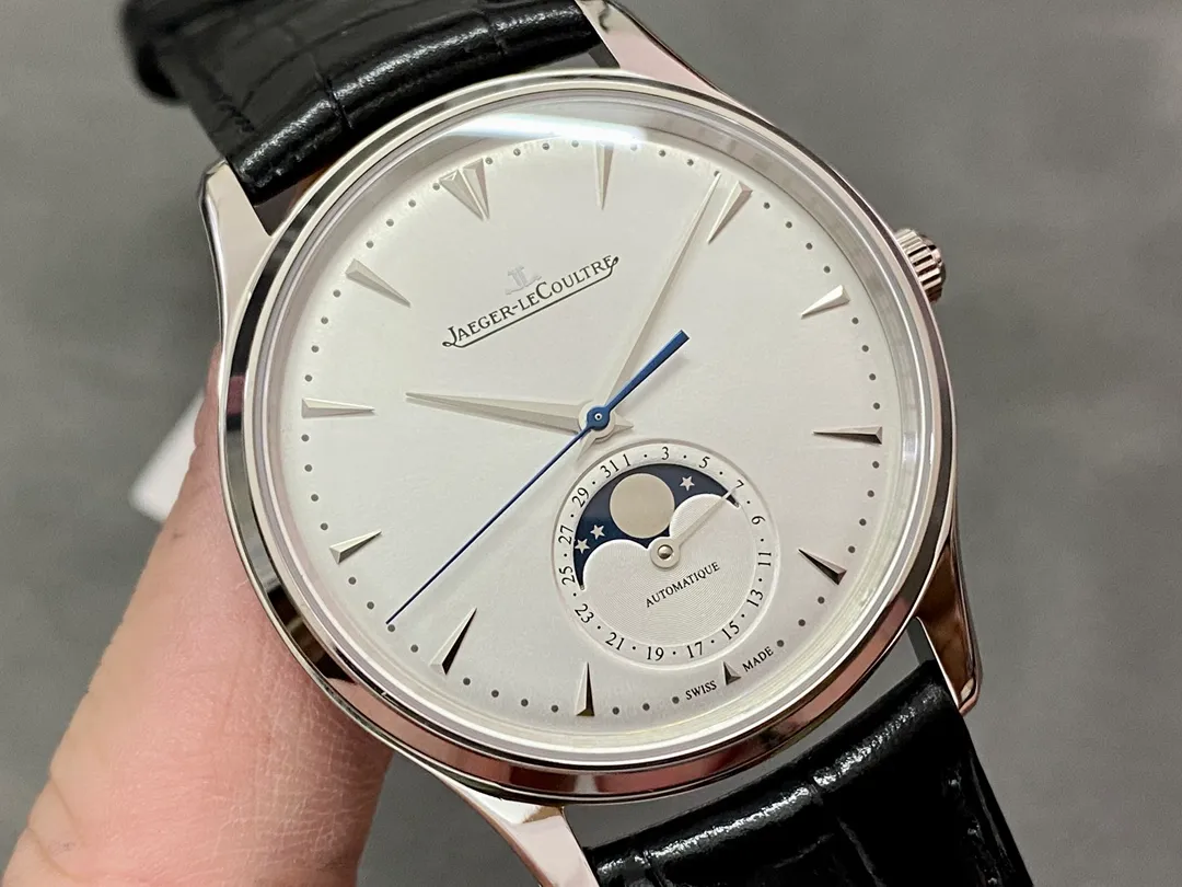 JL Master Ultra Thin Moon 1368420 SS ZF 1:1 Best Edition White Dial on Black Leather Strap SA925 Super Clone V2 20 3b8b78b118c9f80 AMO Watch