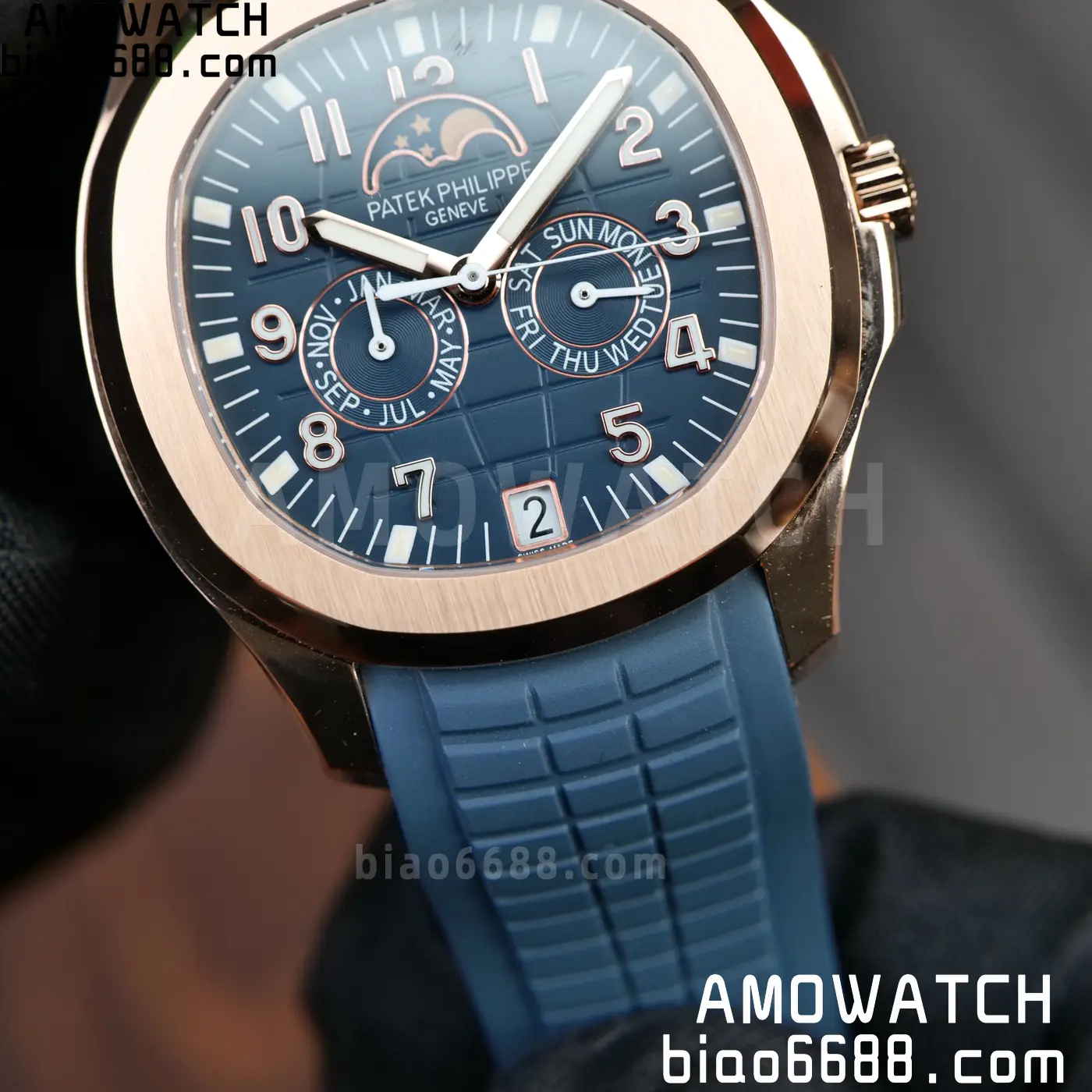 Patek Philippe Aquanaut 5261R RG PPM Factory 1:1 Best Edition Dial on Blue Rubber Strap V2 76 3c9a931f925cfdf AMO Watch