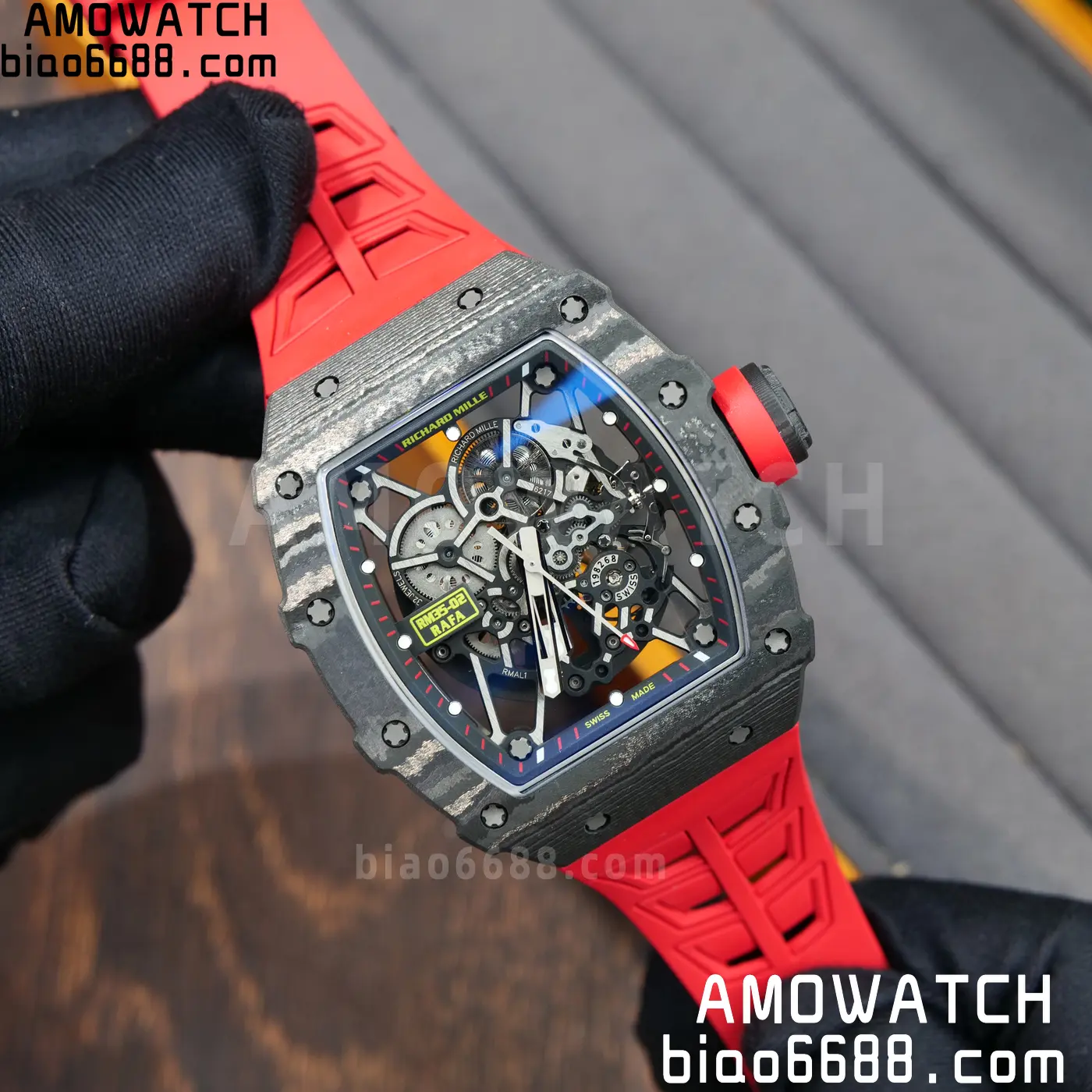 RICHARD MILLE RM035-02 NTPT UMI 1:1 Best Edition Skeleton Dial on Red Rubber Strap RMAL1 Super Clone Free Sprung 83 3d049d916caceda AMO Watch