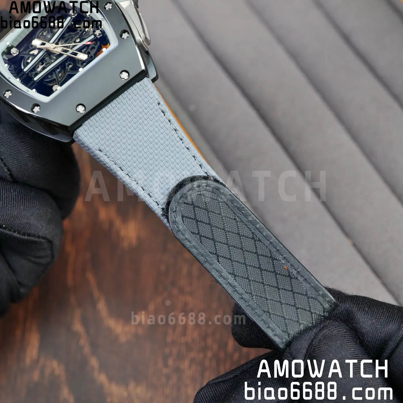 RICHARD MILLE RM61-01 RM6101 A9F 1:1 Best Edition Black Bezel on Gray Nylon Strap RMUL3 Free Sprung 71 3db9e0390d5cf30 AMO Watch
