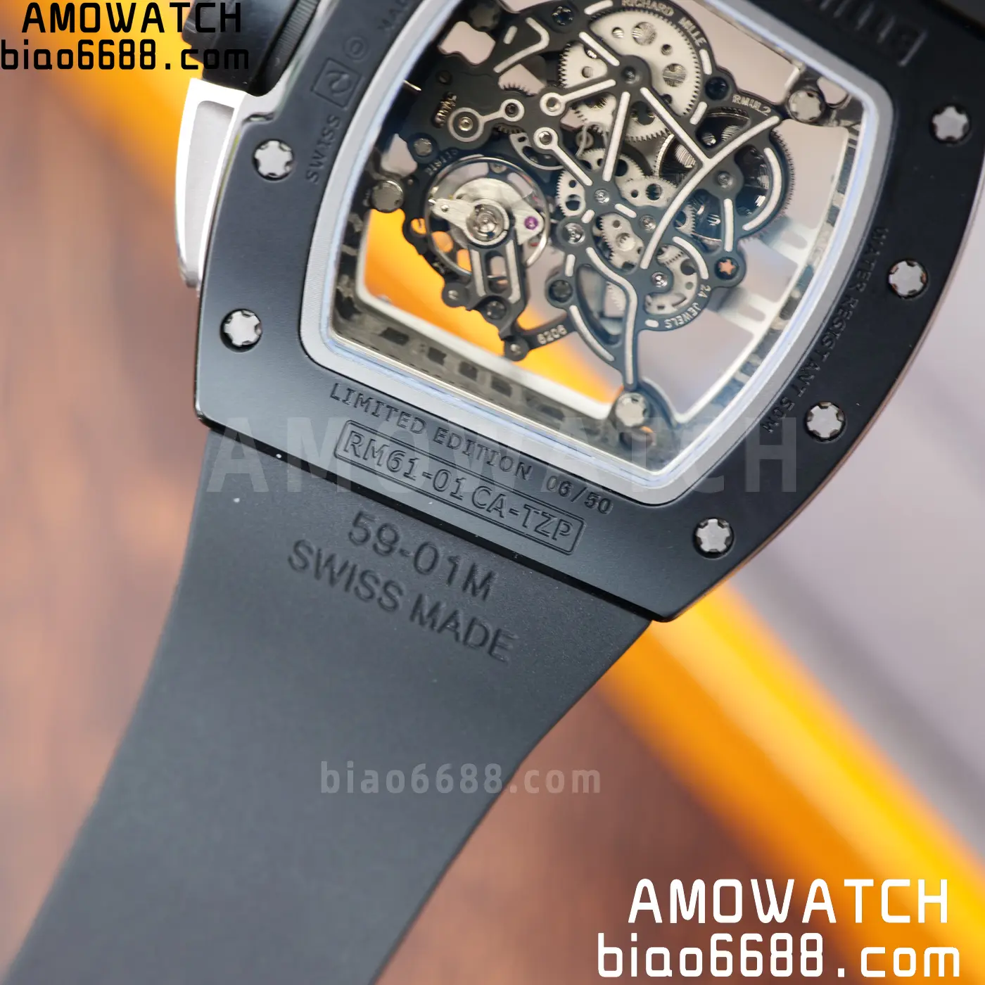 RICHARD MILLE RM61-01 RM6101 A9F 1:1 Best Edition Black Bezel Black Strap RMUL3 Free Sprung 107 401f95dbe709949 AMO Watch